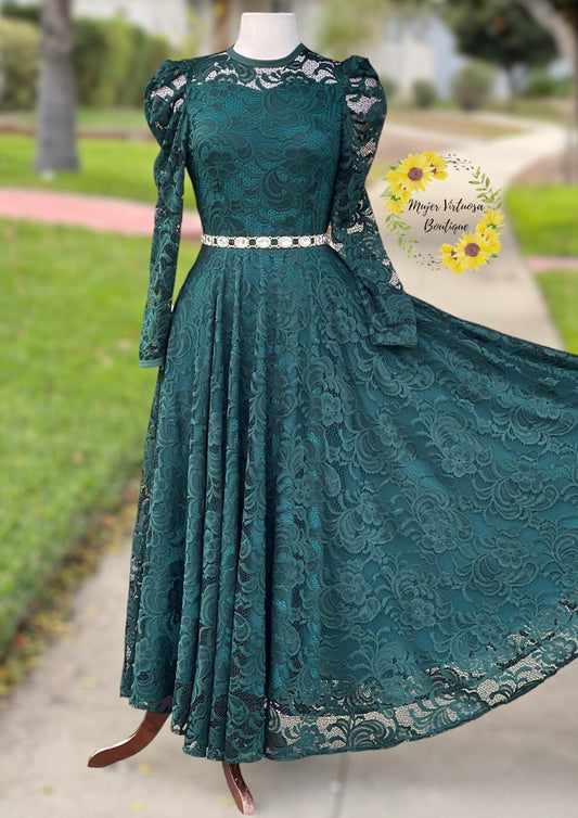 Ophelia Hunter Green Lace Dress