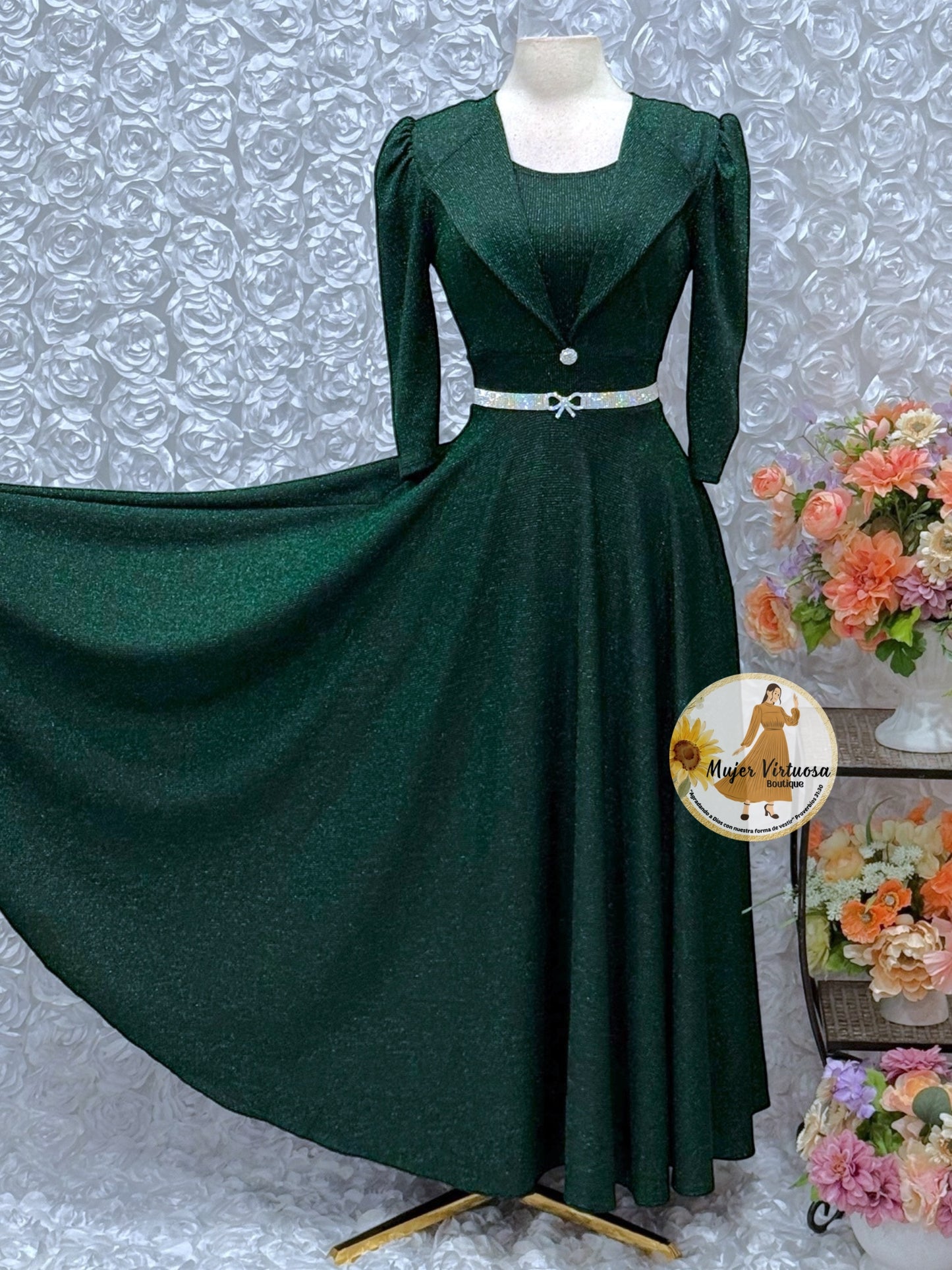 Astrid Black/Emerald Green Shiny Dress