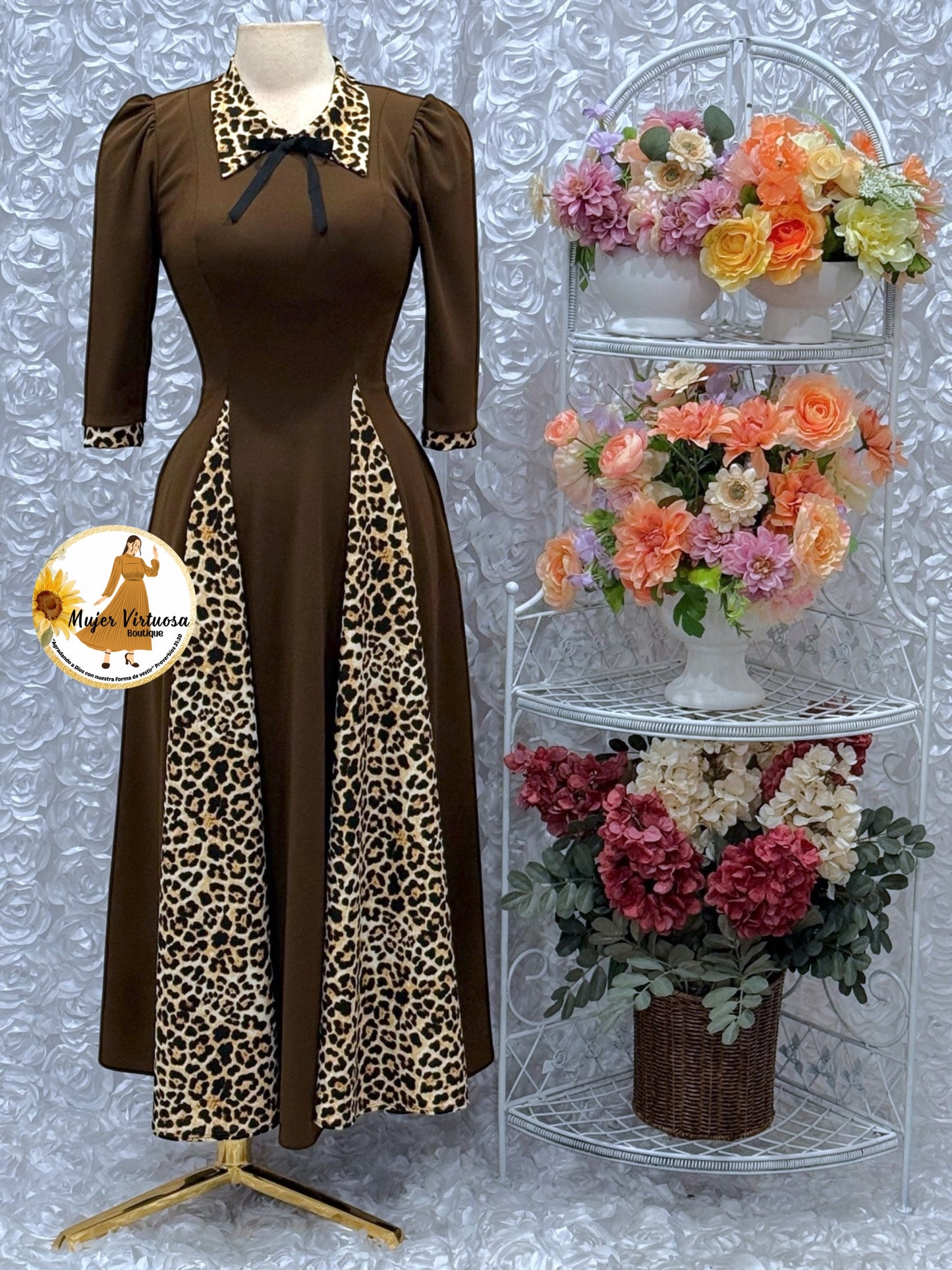 Victoria Brown Animal Print Dress