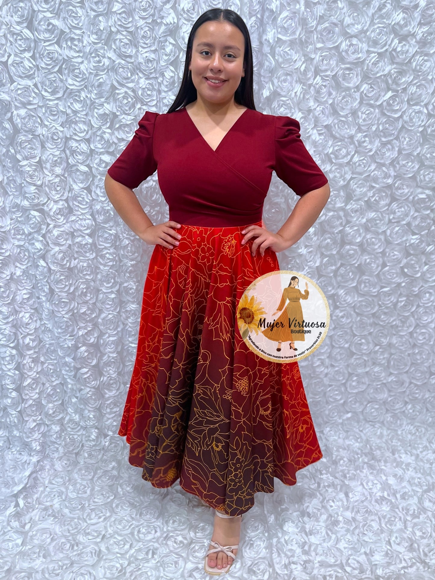 Susan Burgundy Ombre Dress