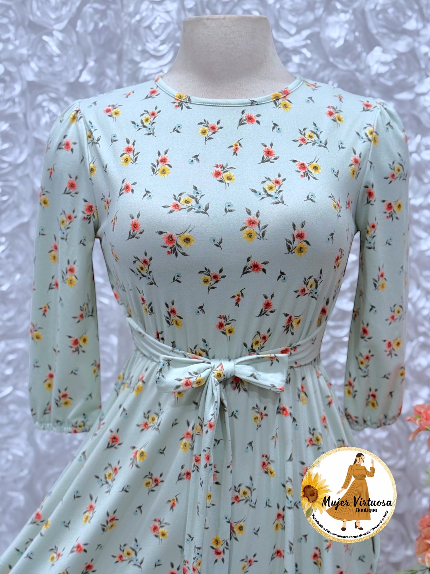 Adele Mint Floral Midi Dress