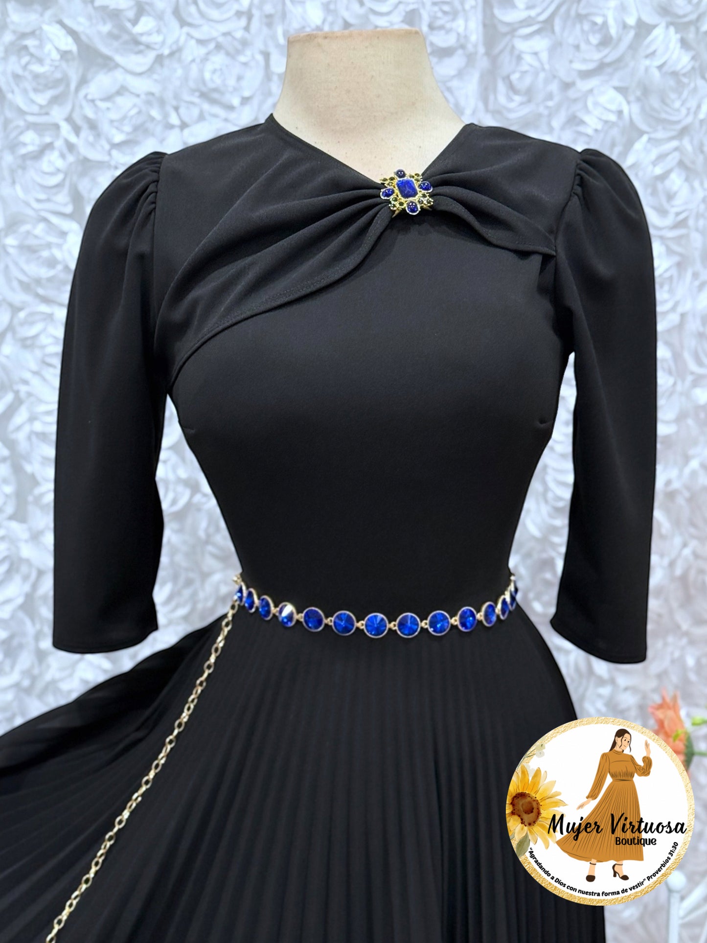 Rosalie Black Pleated Dress