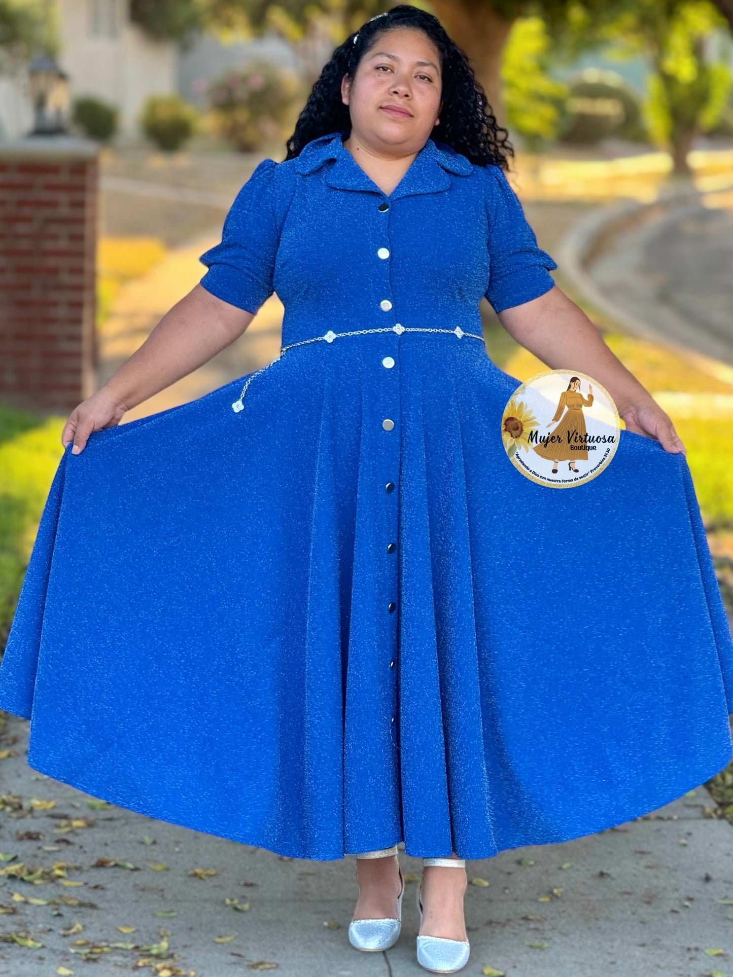 Jimena Royal Blue Metallic Sparkly Dress