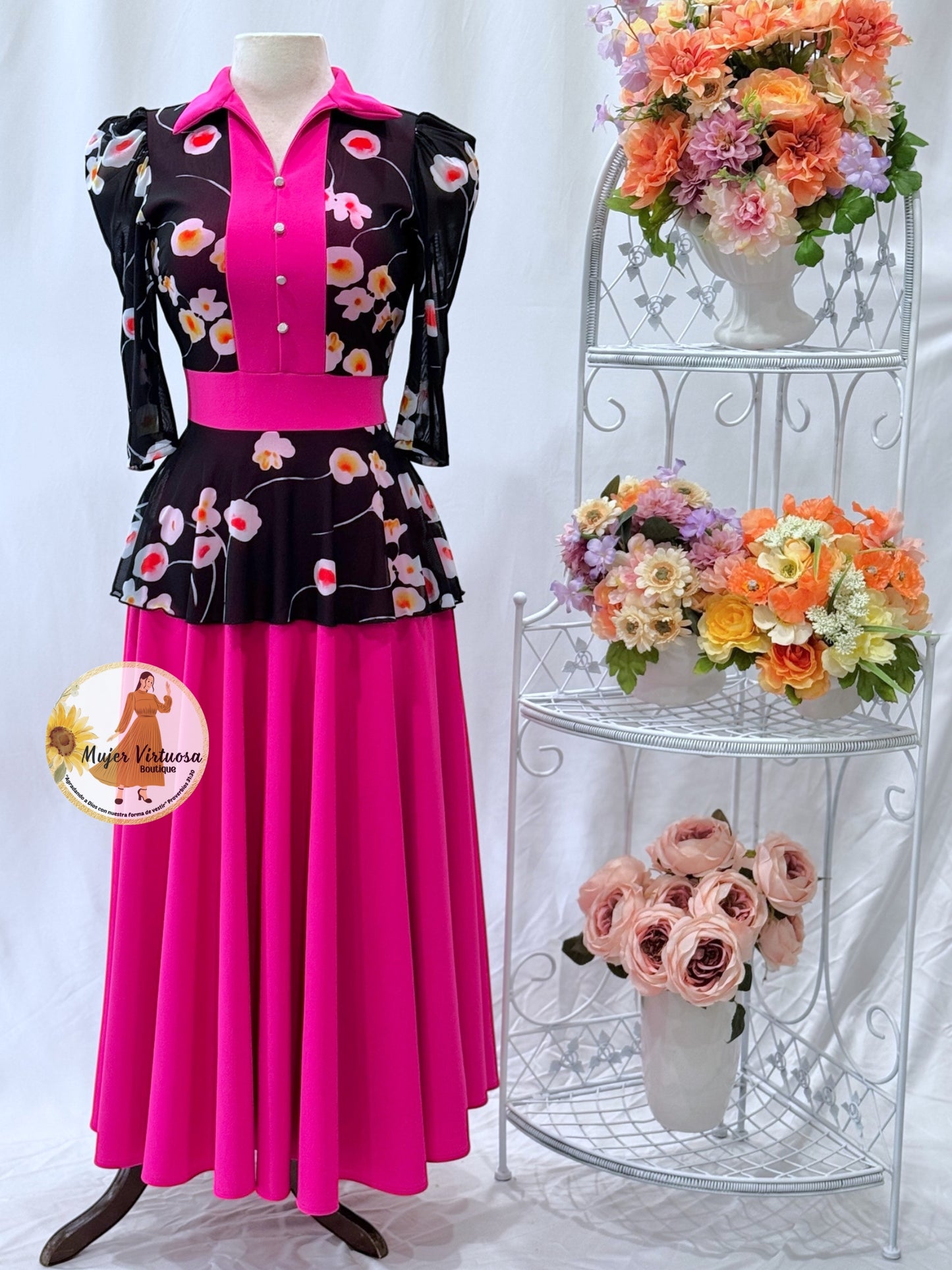 Analy Fucsia Floral Dress