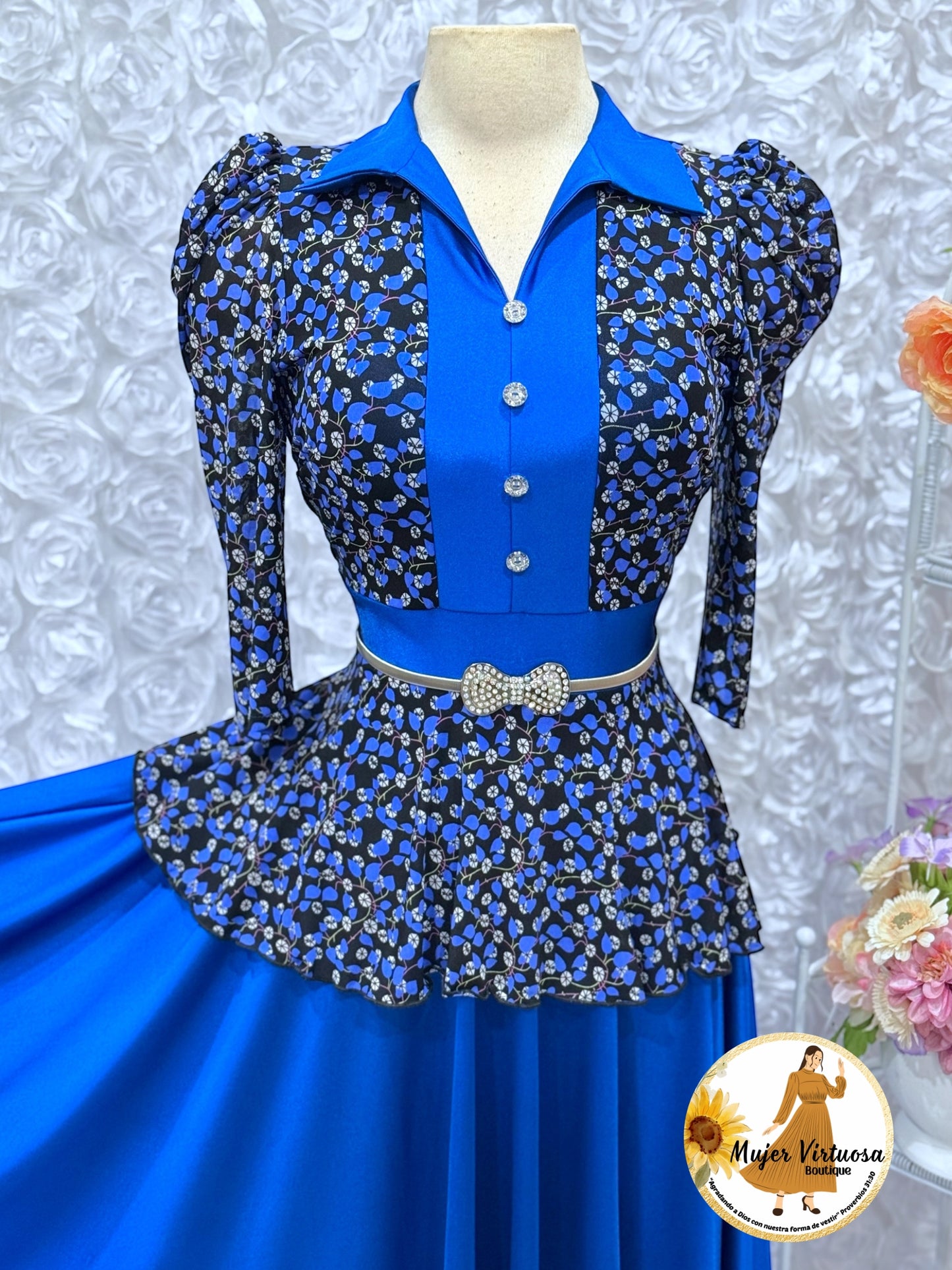 Analy Royal Blue Floral Dress