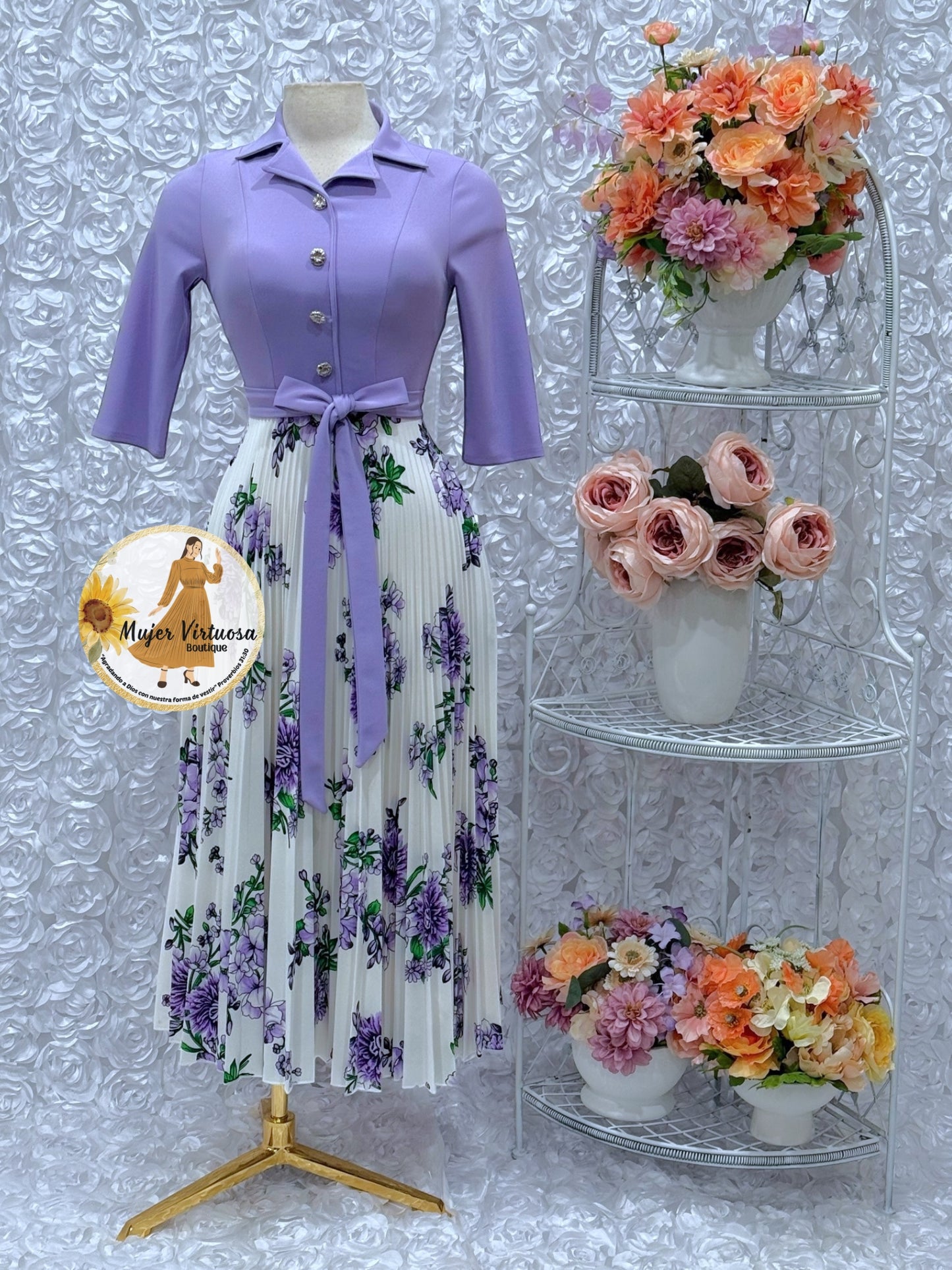 Eliza Lilac/White Floral Dress