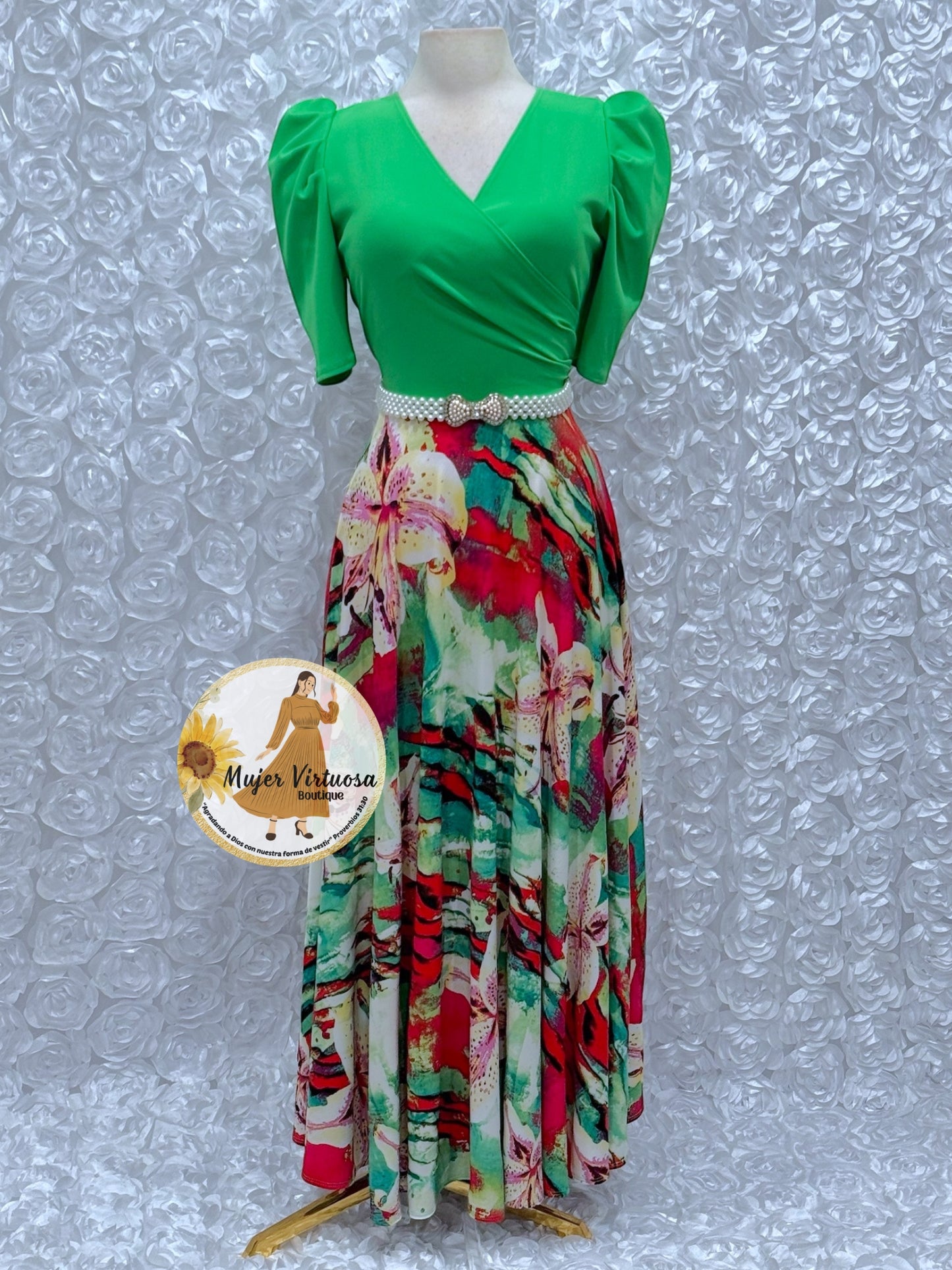 Suri Green Lily Flowers Dress