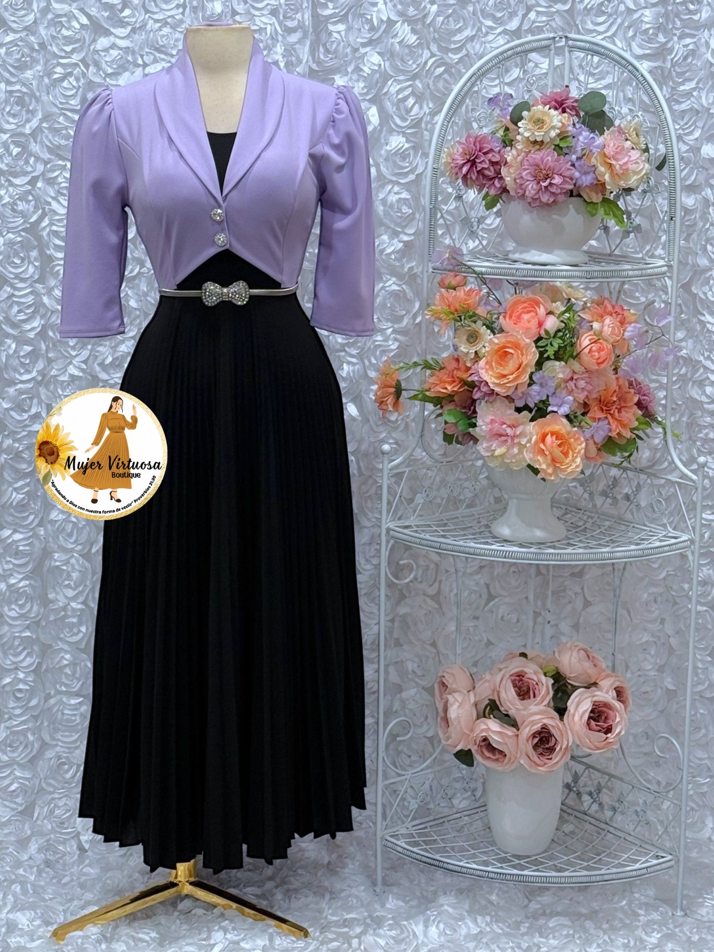 Emely Lilac & Black Dress
