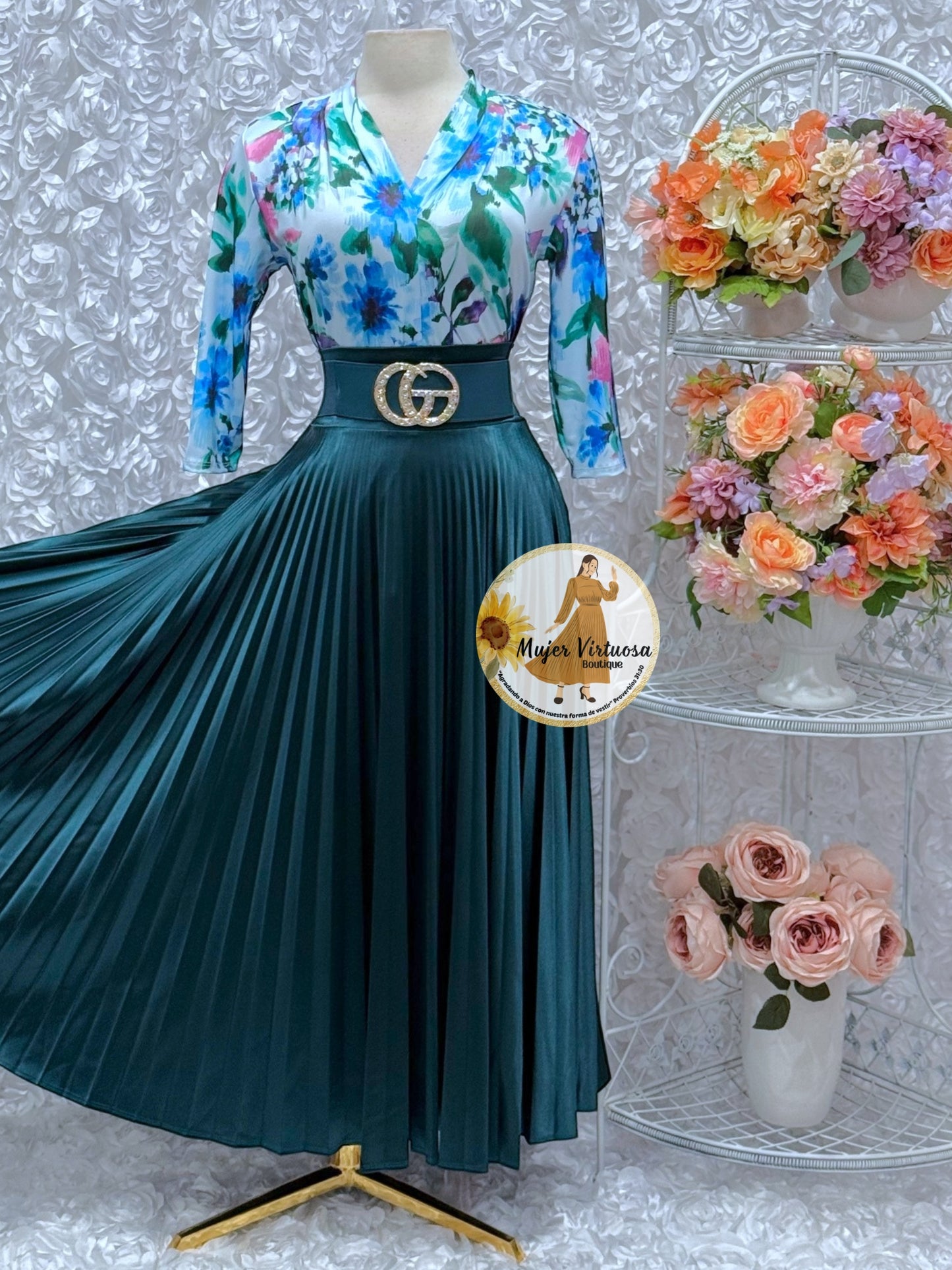 Emerald Green Pleated Skirt
