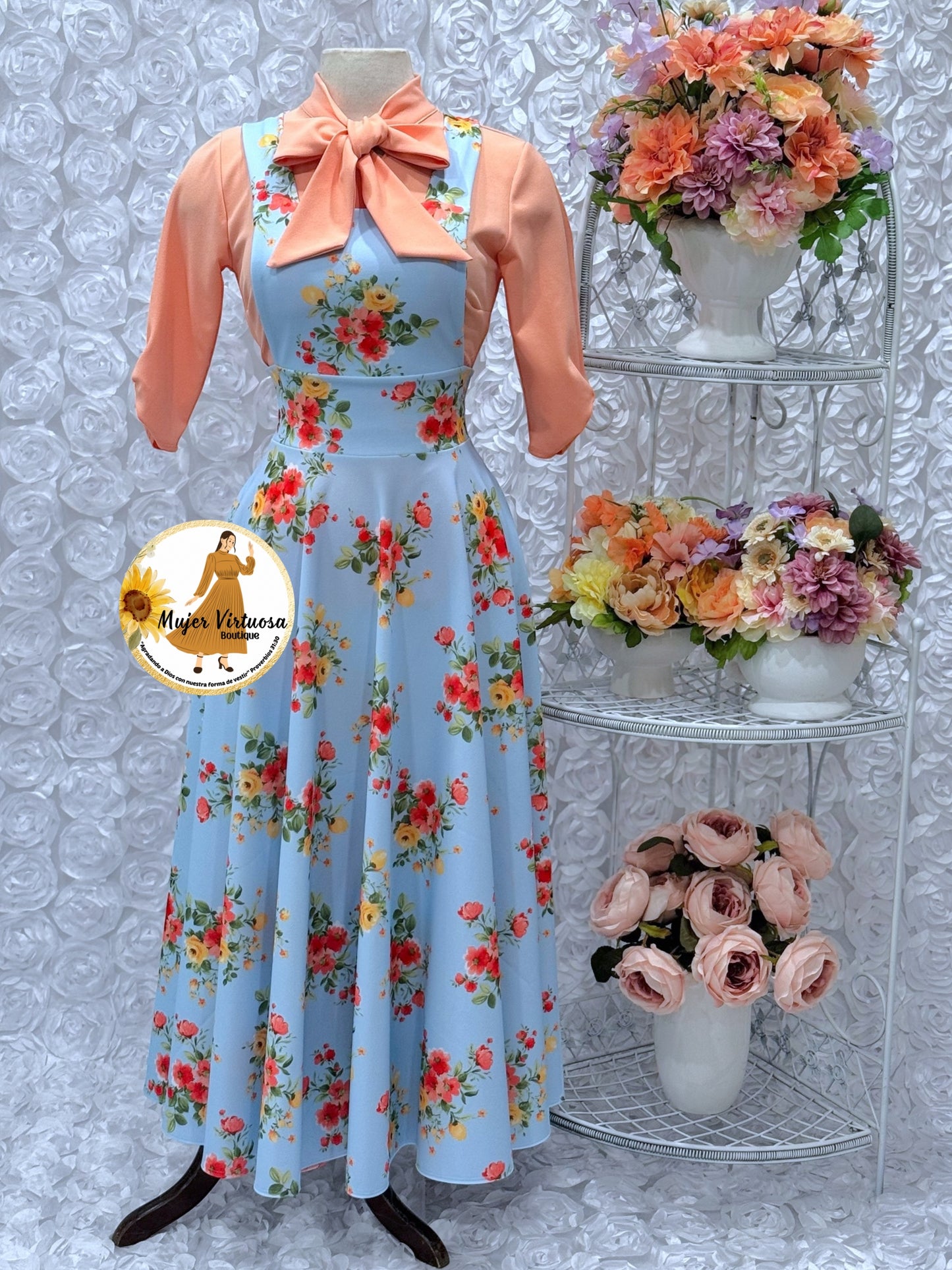 Angie Sky Blue Floral Overall