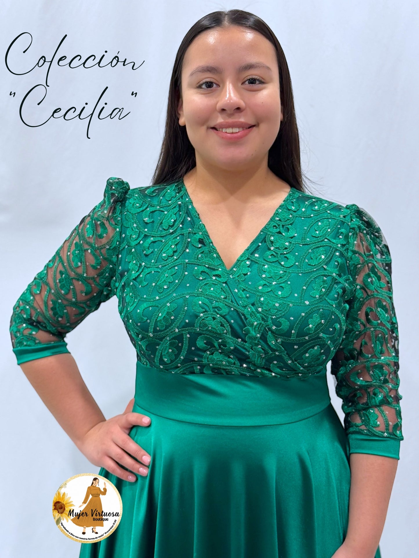 Cecilia Kelly Green Satin Dress