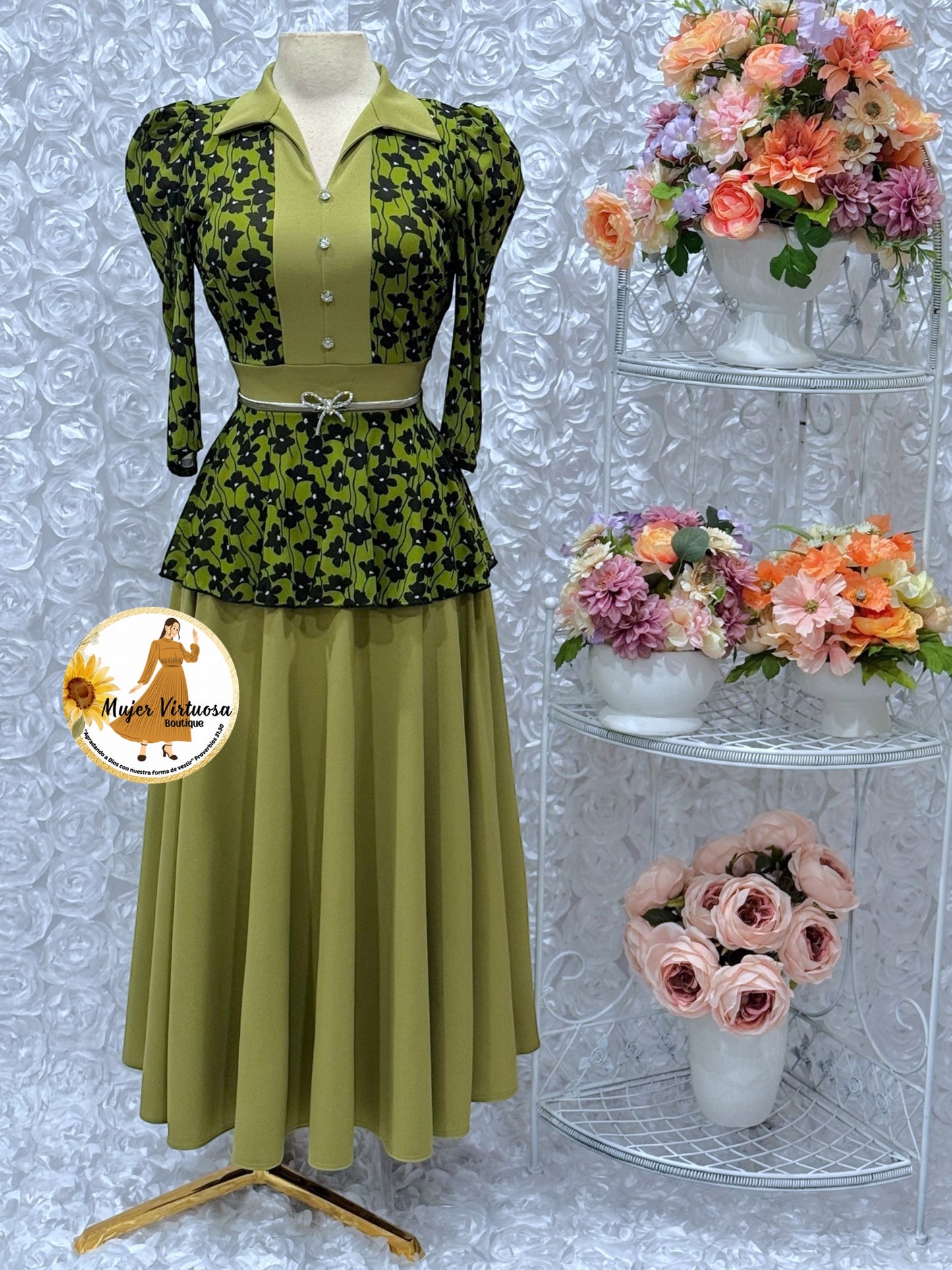 Analy Avocado Green Floral Dress
