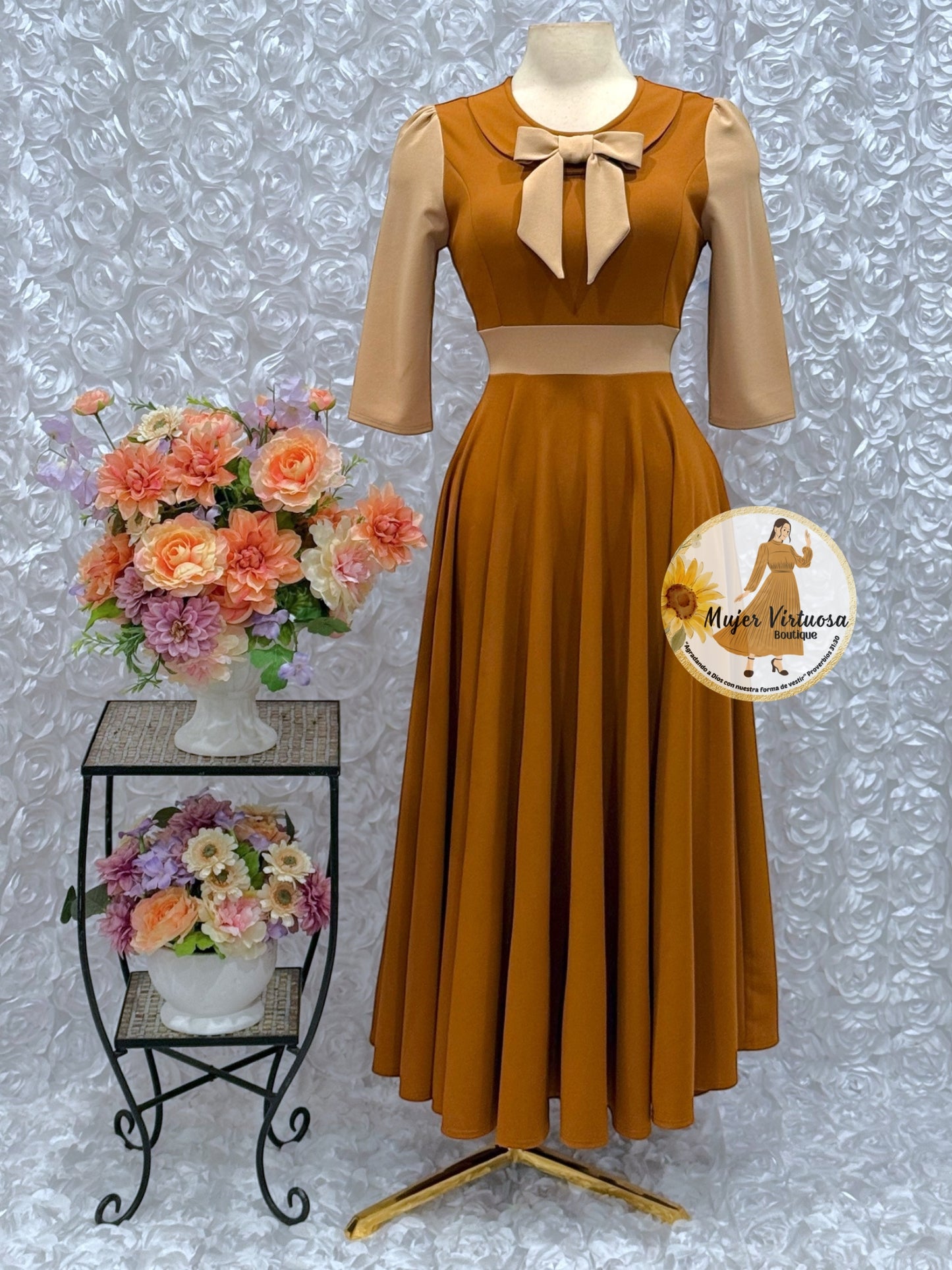 Agatha Camel/Mocha Sailor Dress