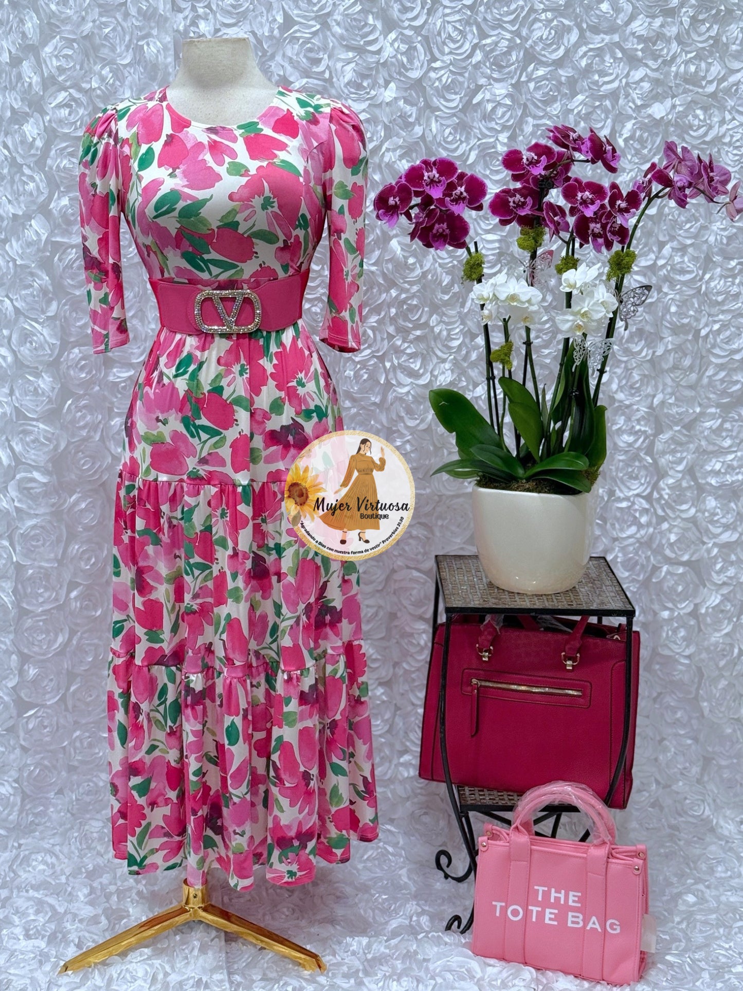 “Sunny days” White/Pink Floral Dress