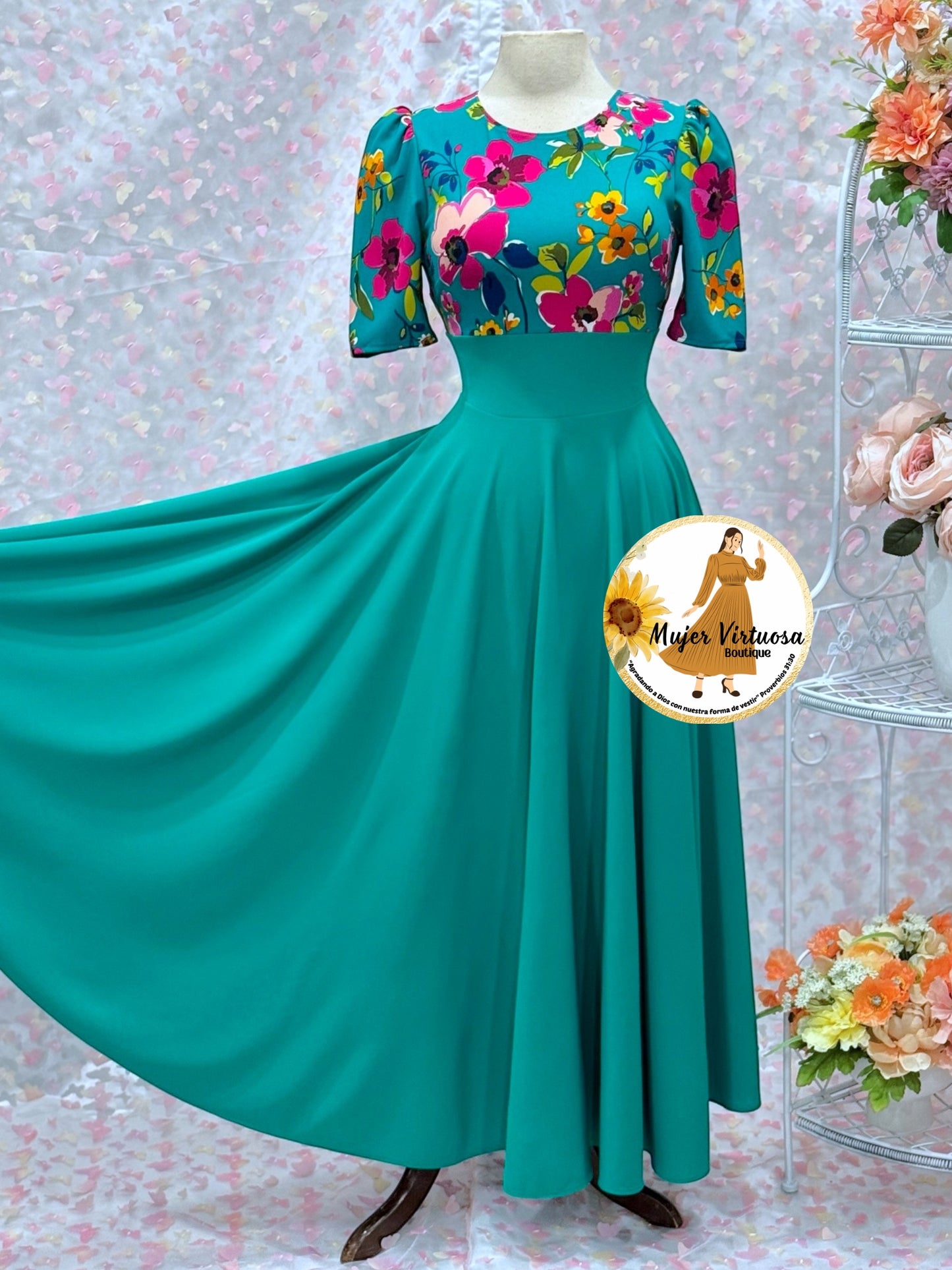 Eliana Turquesa Floral Dress