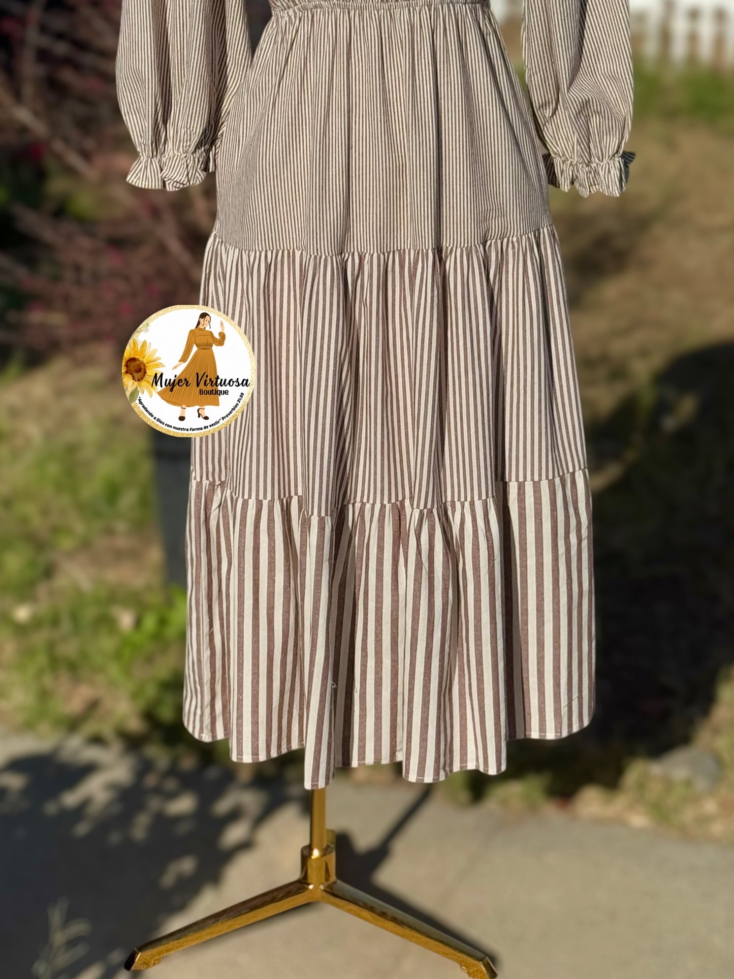Brown Stripped Boho Dress