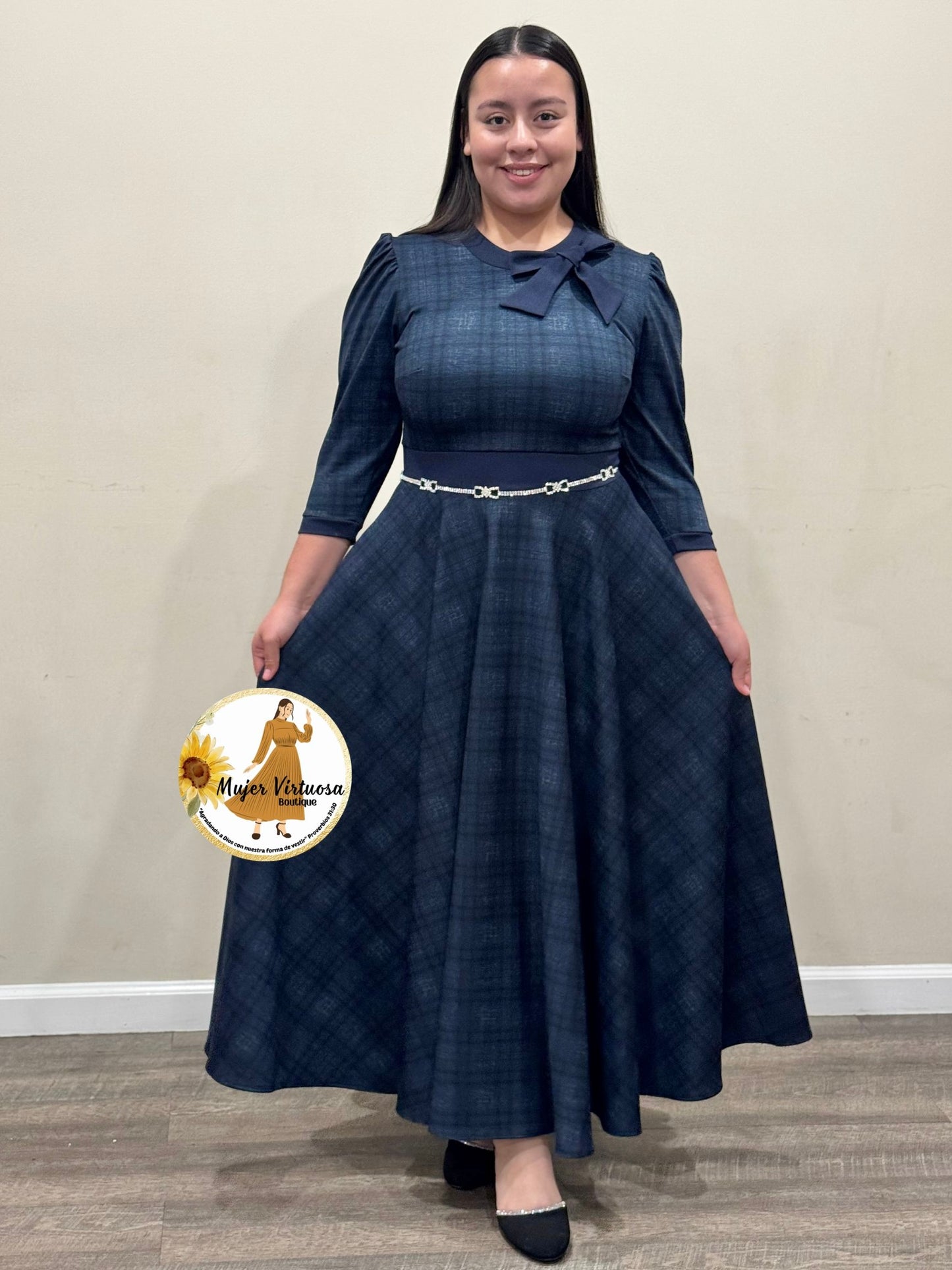 Juliette Navy Blue Plaid Dress