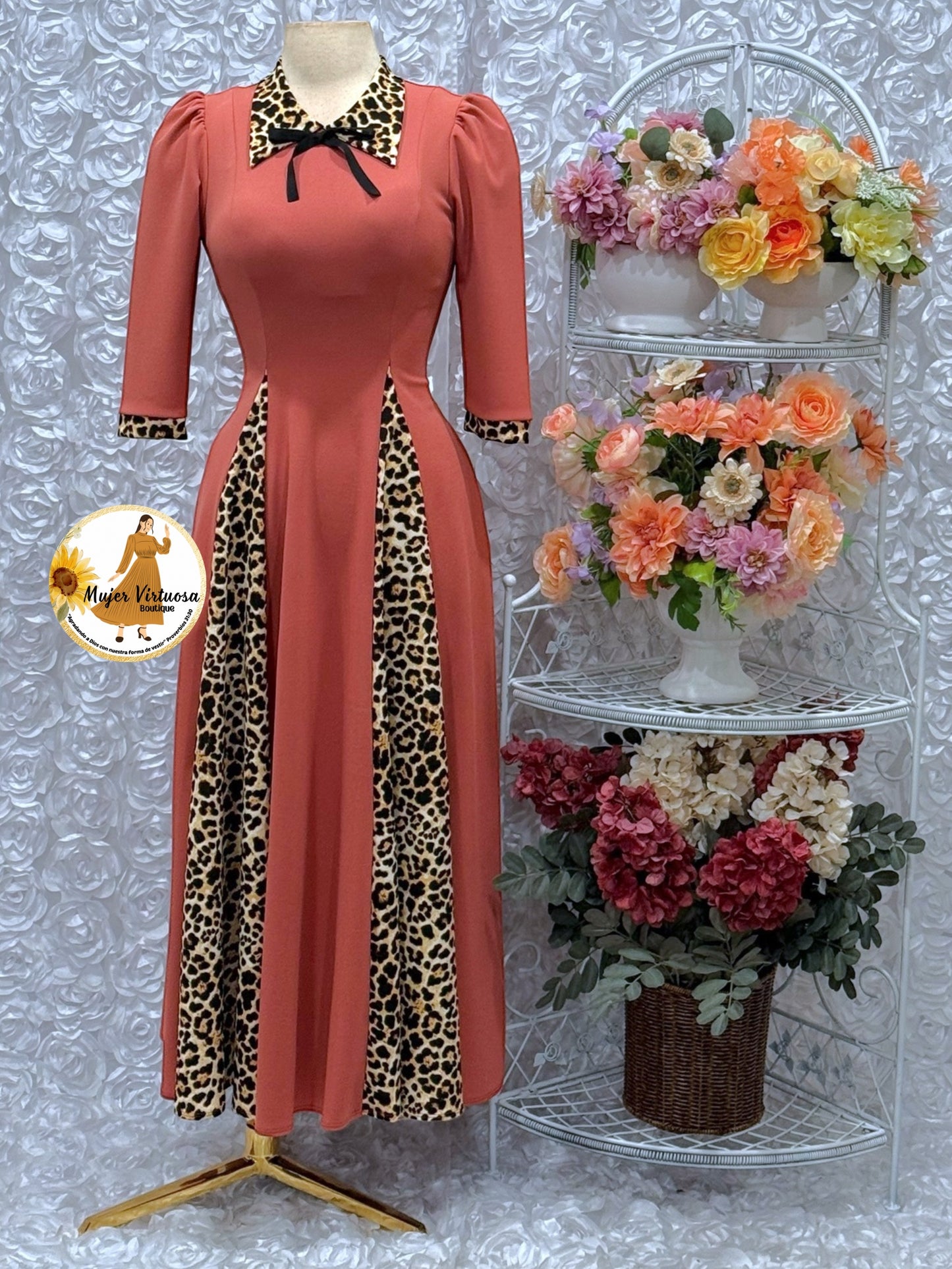 Victoria Dusty Pink Animal Print Dress