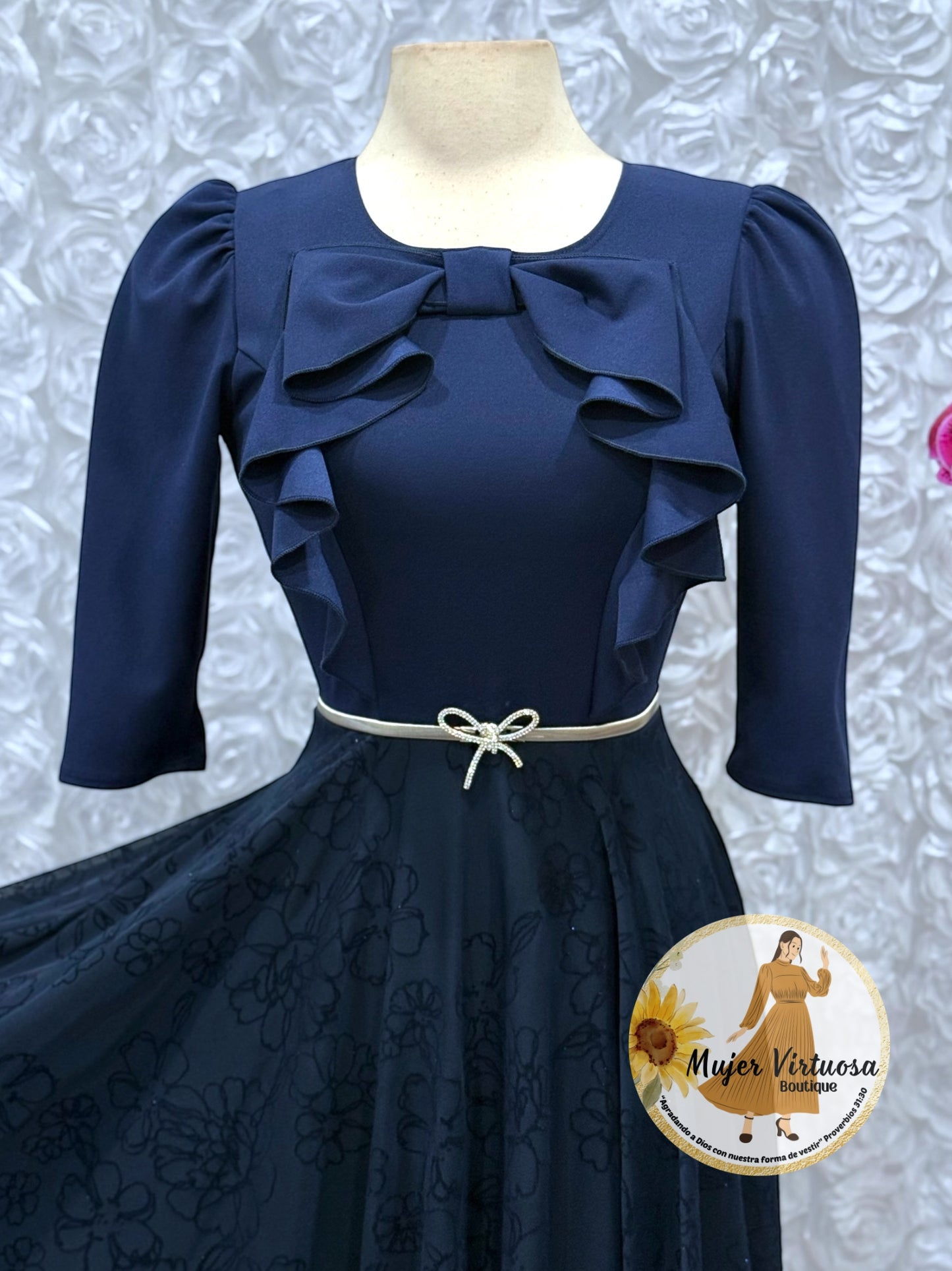 Alexa All Navy Mesh Dress