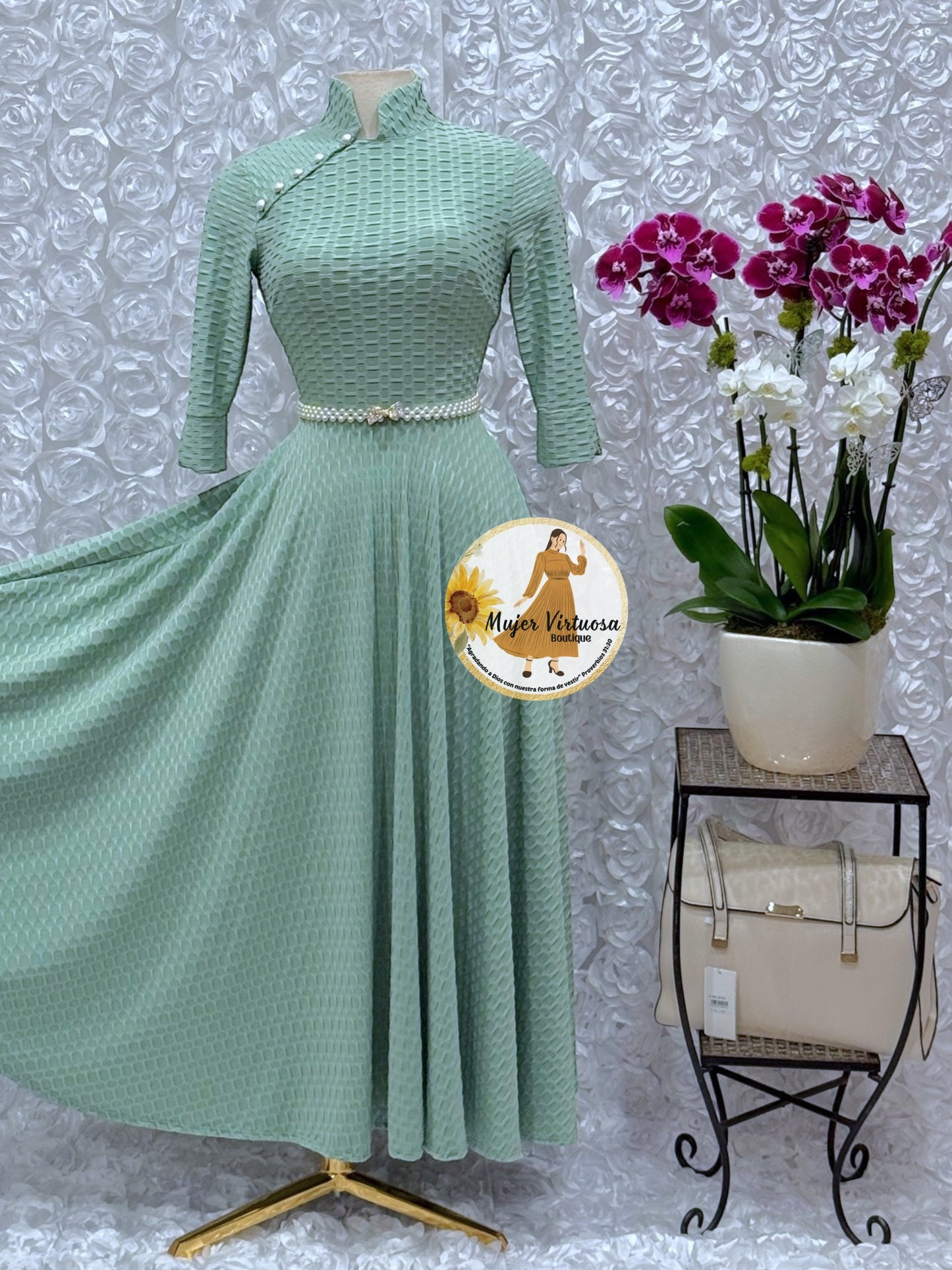 Sage Chinese Style Dress