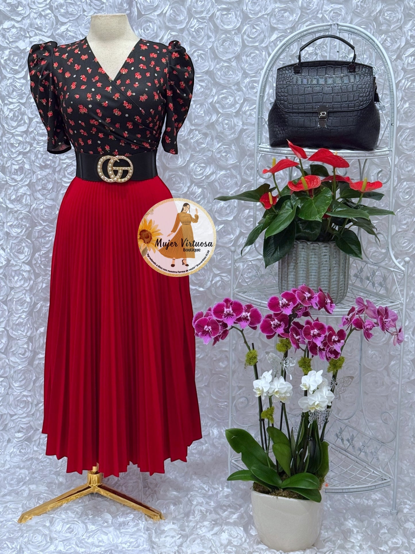 Jessica Black/Red Floral Dress