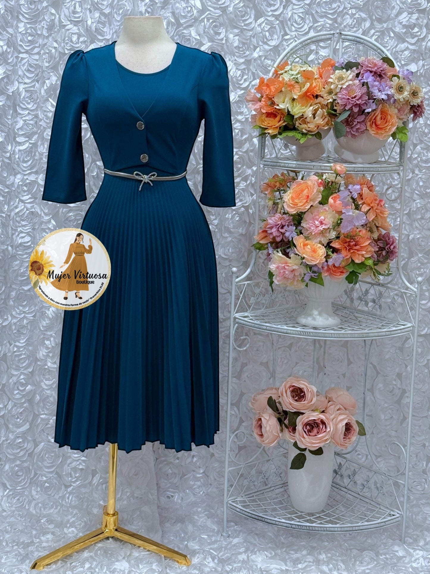 Milena Teal Blazer Midi Dress
