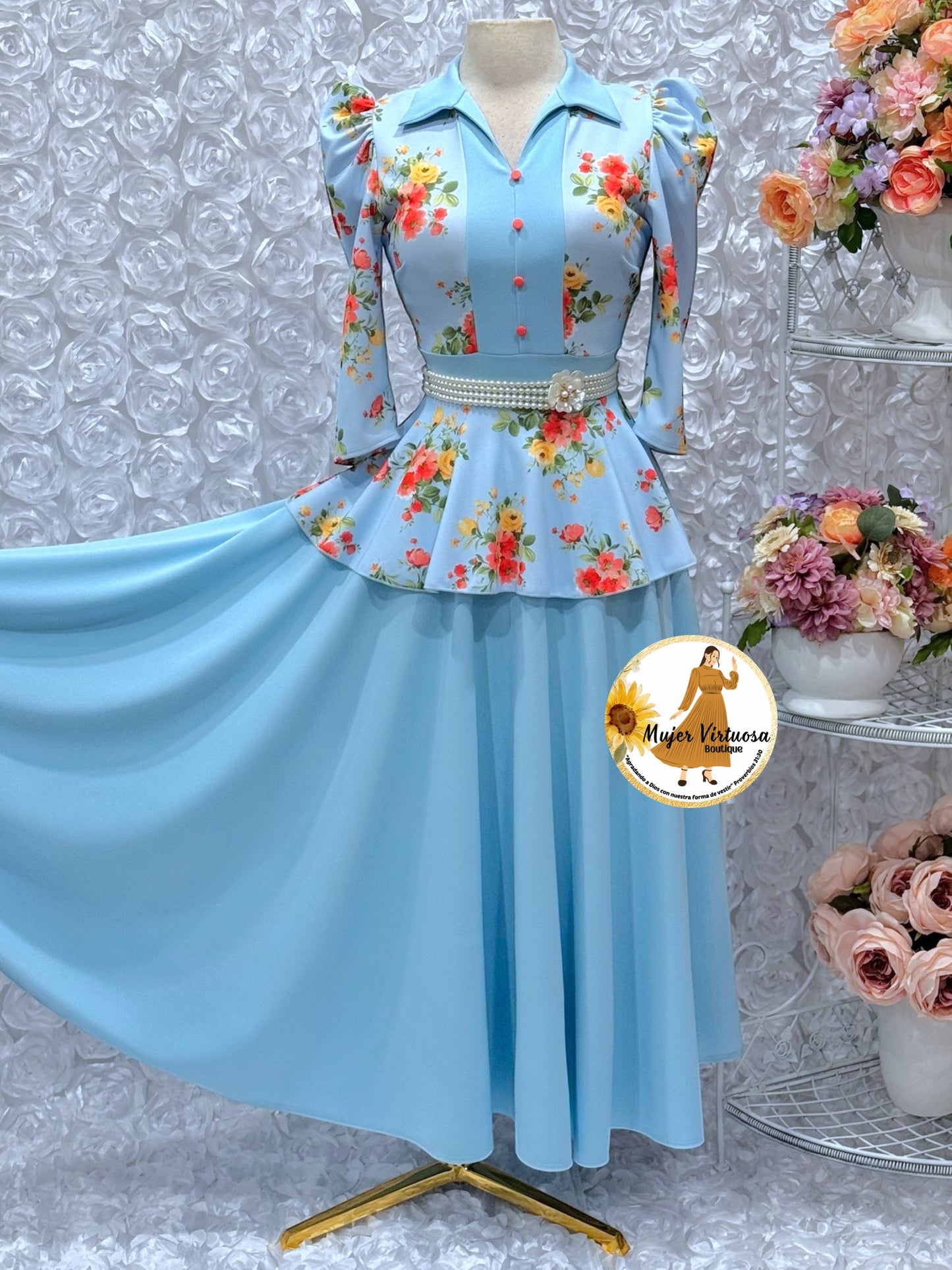 Analy Sky Blue Floral Dress
