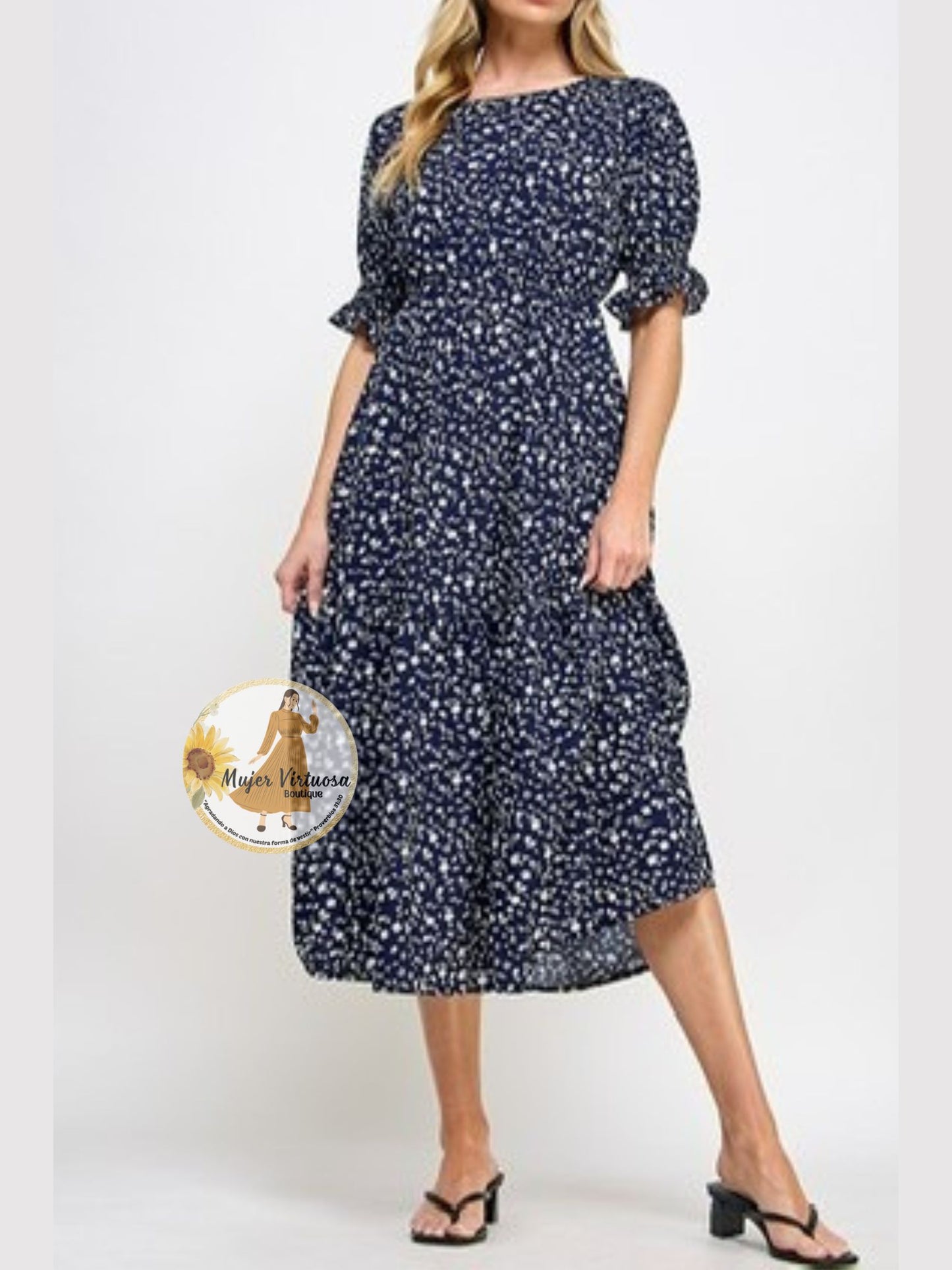 Navy Floral Dress