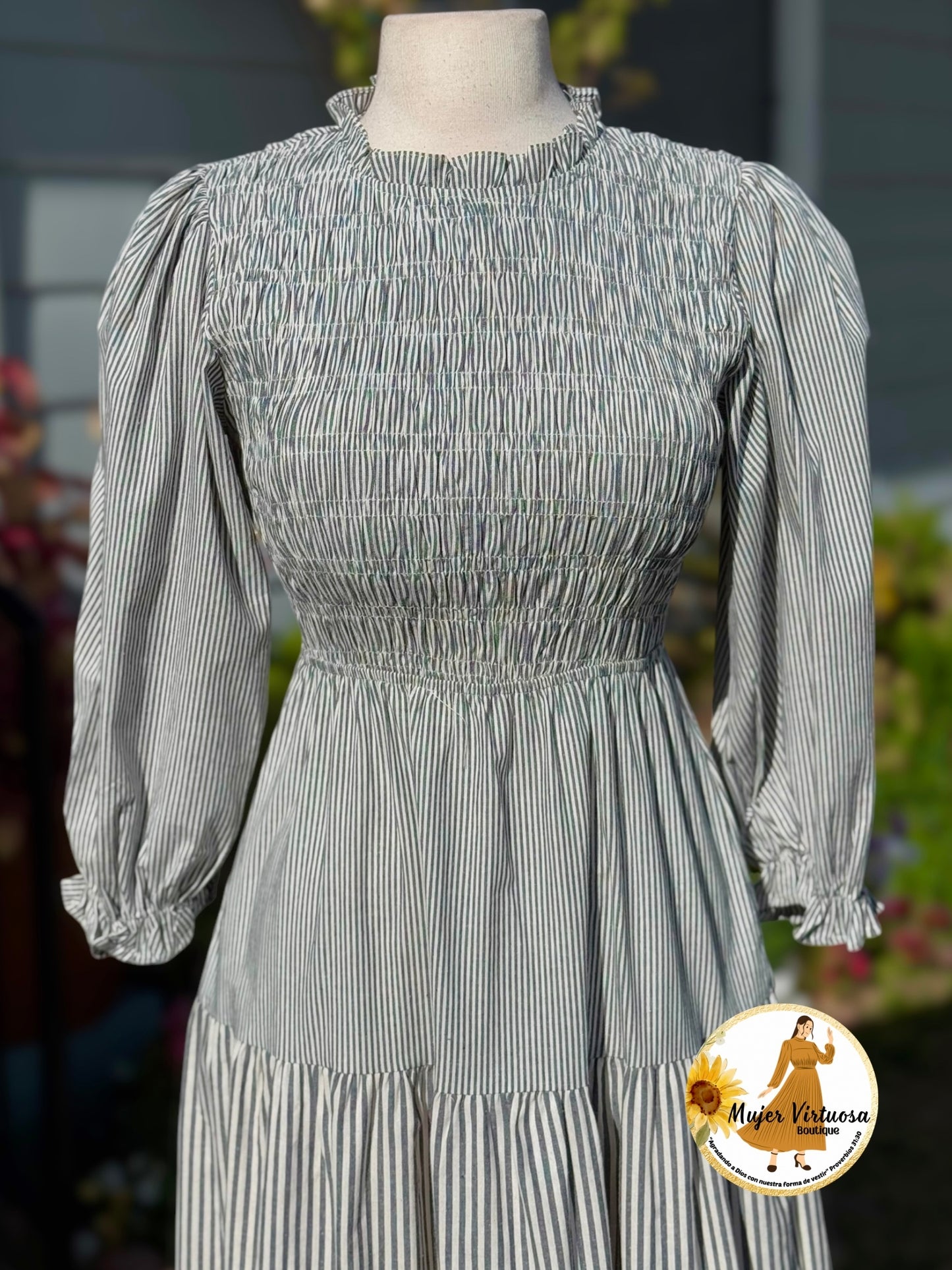 Grey Stripped Boho Dress