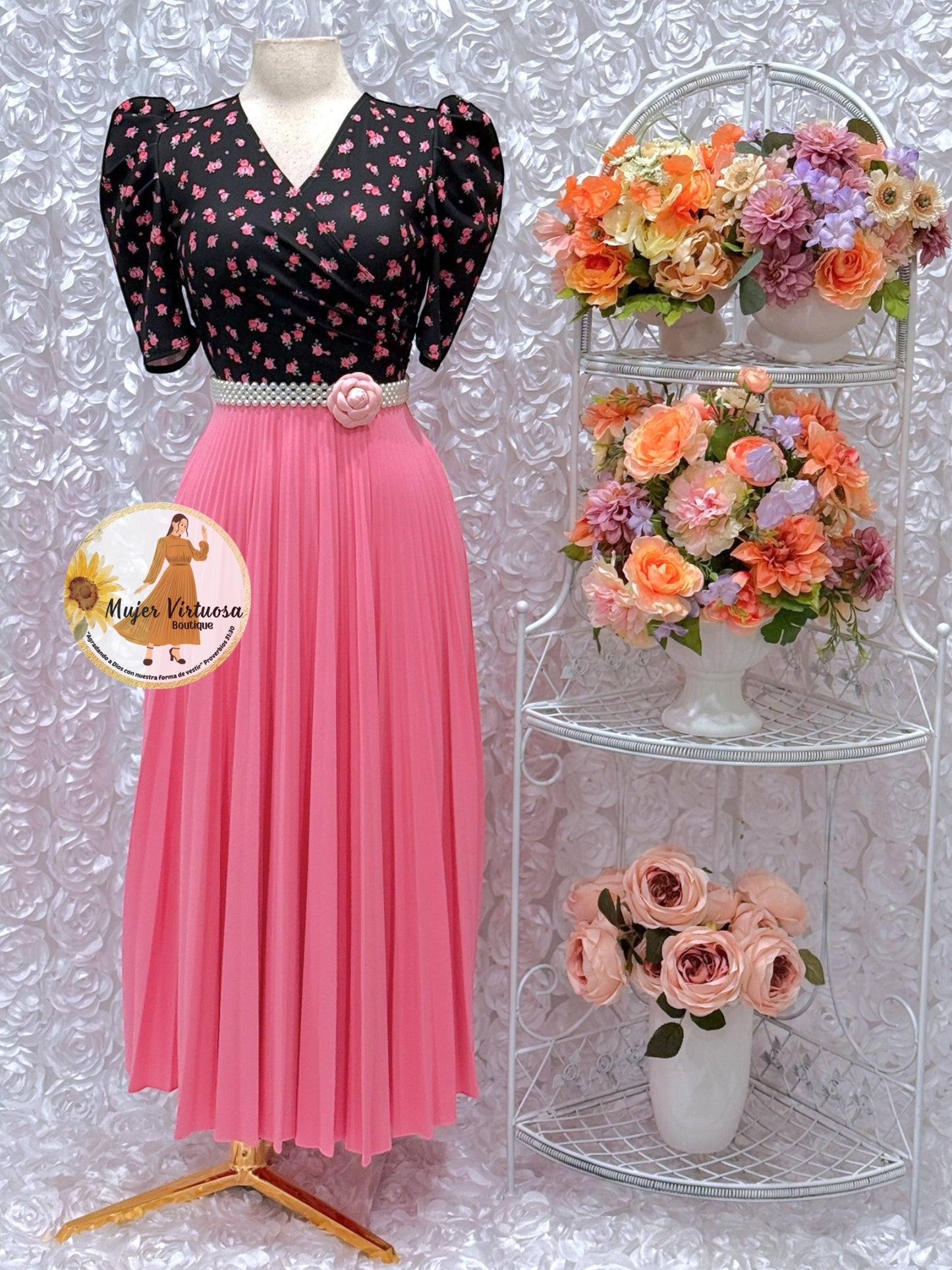 Jessica Black/Pink Floral Dress