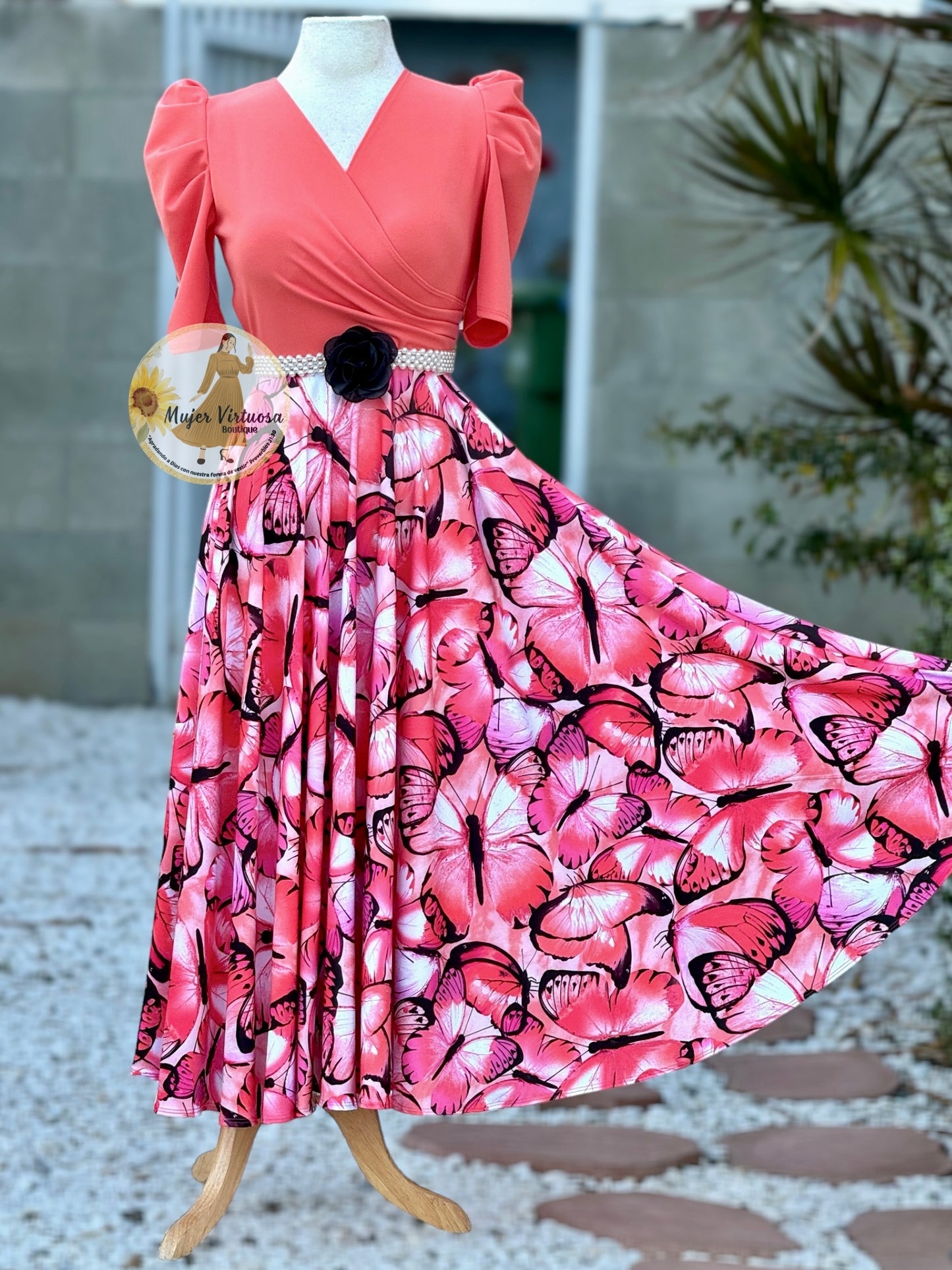 Susan Coral Butterfly Dress