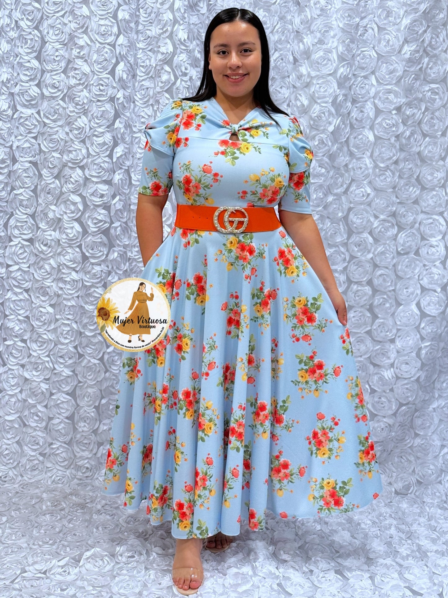Bianca Baby Blue Floral Dress