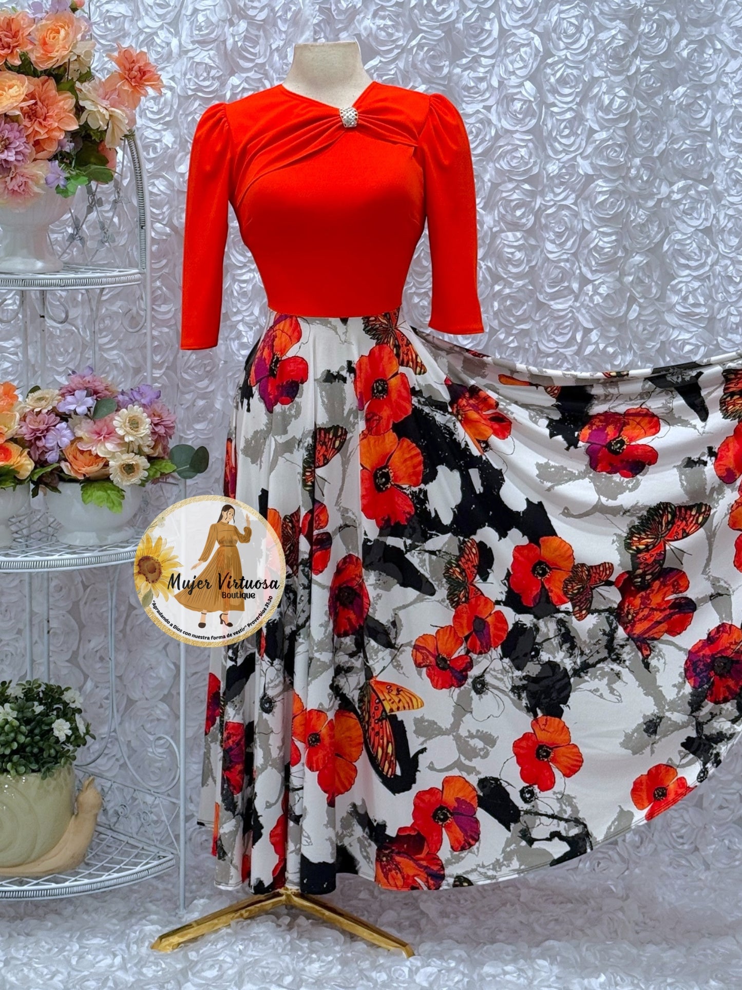 Rosalie Orange Butterfly Dress