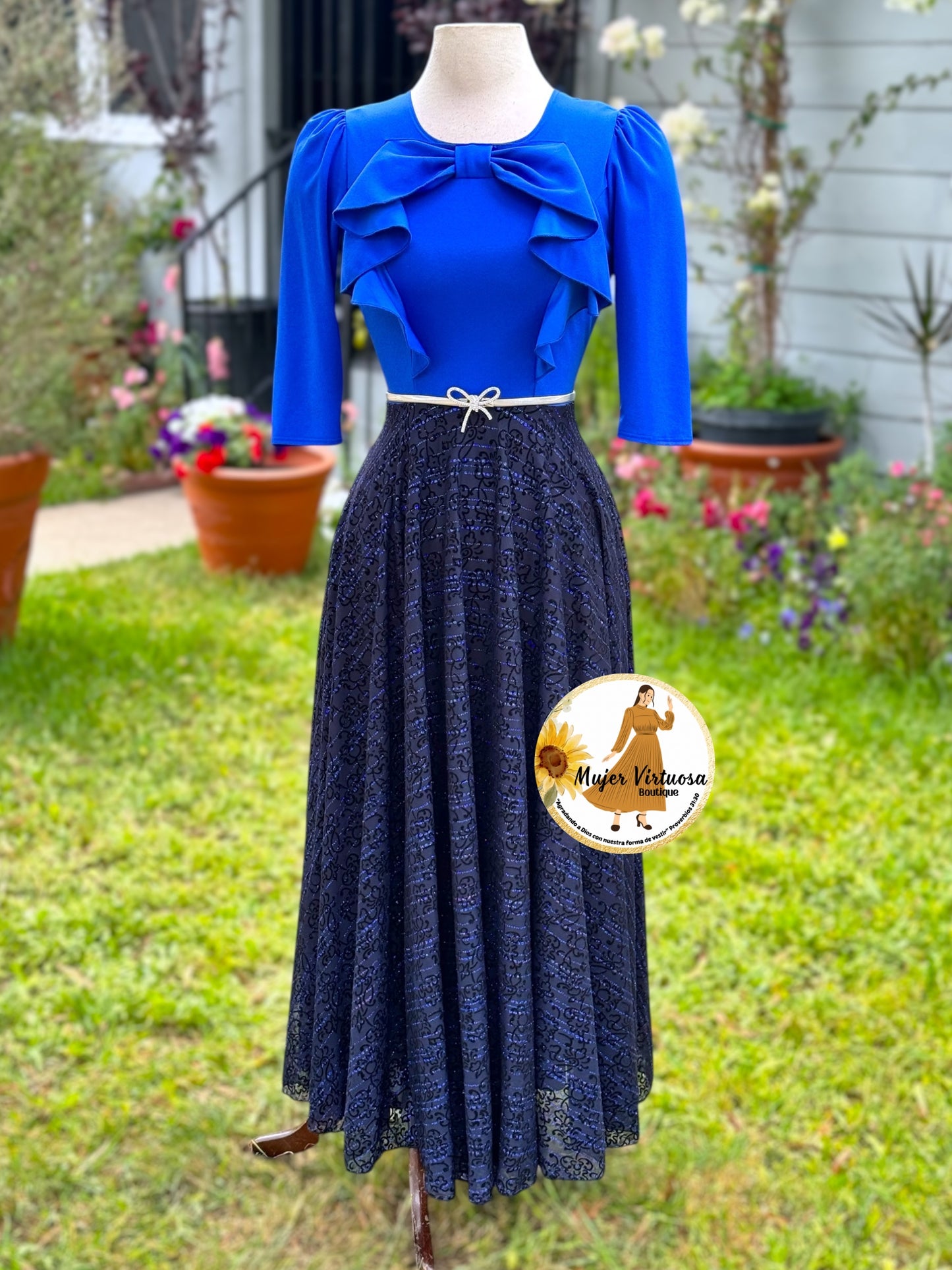 Alexa Royal Blue/Black Coquette Dress