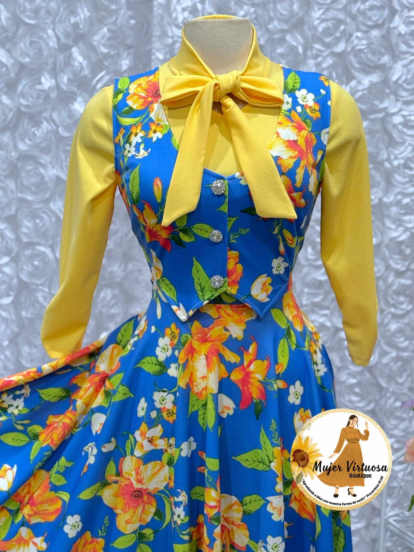 Sara Blue Floral Vest Overal