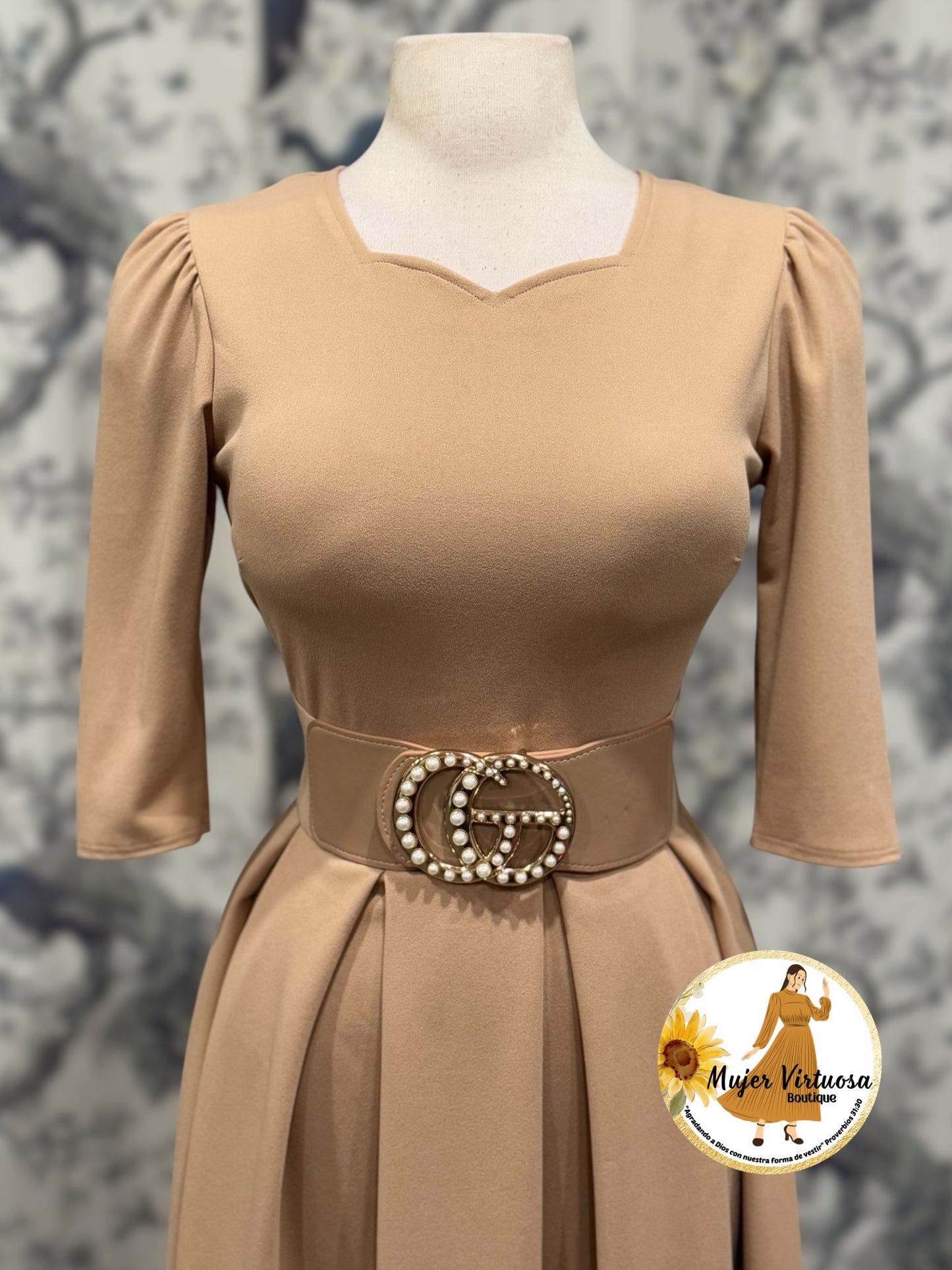 Jasmine Khaki Dress con Paletones