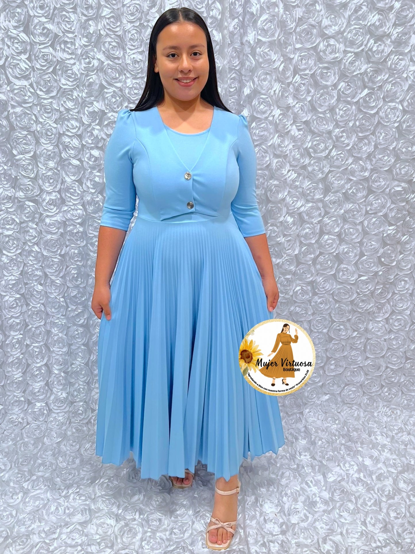 Milena Baby Blue Pleated Dress