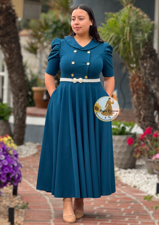 Dorothy Teal Vintage Dress