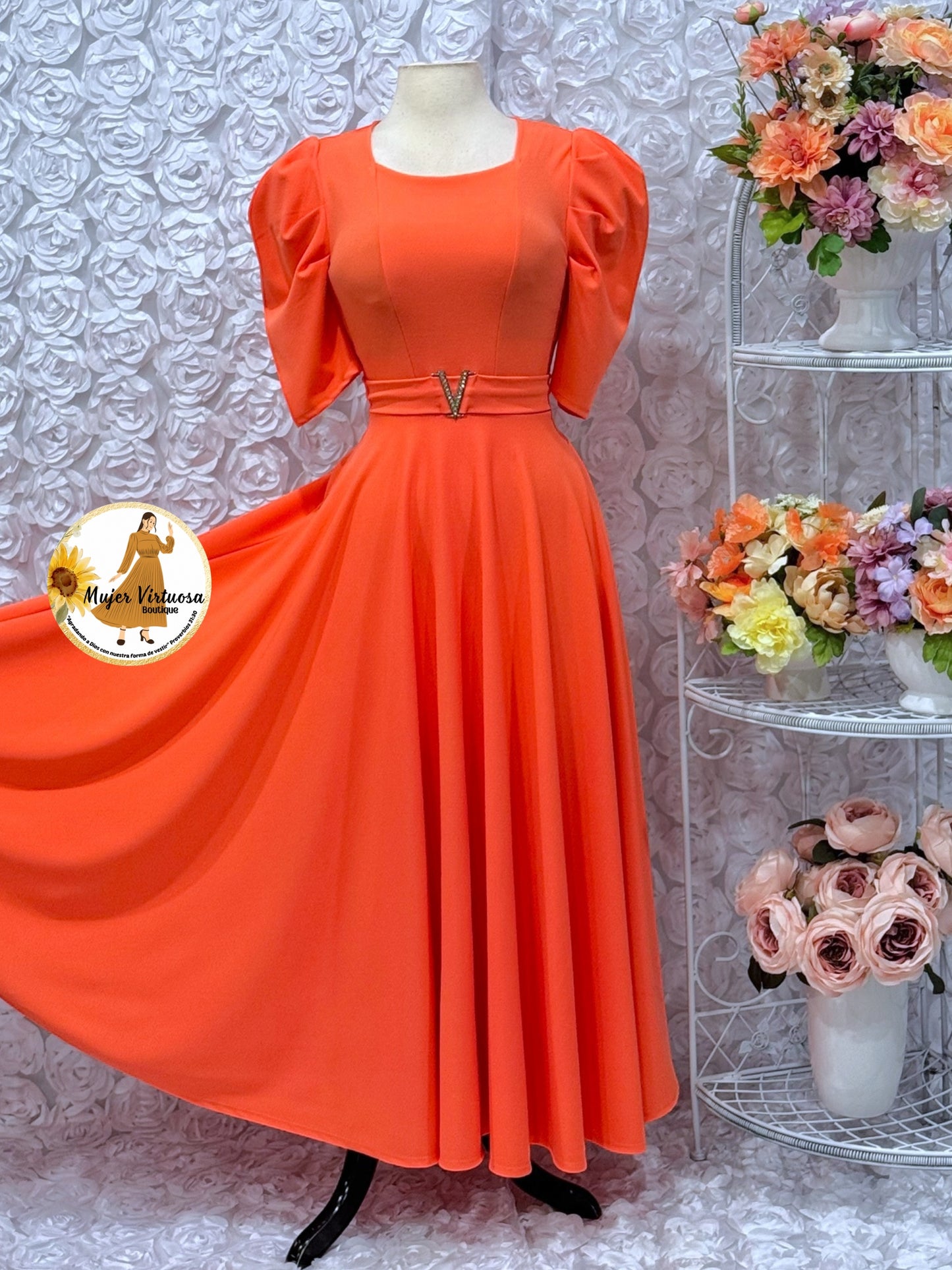 Lily Tangerine Maxi Dress