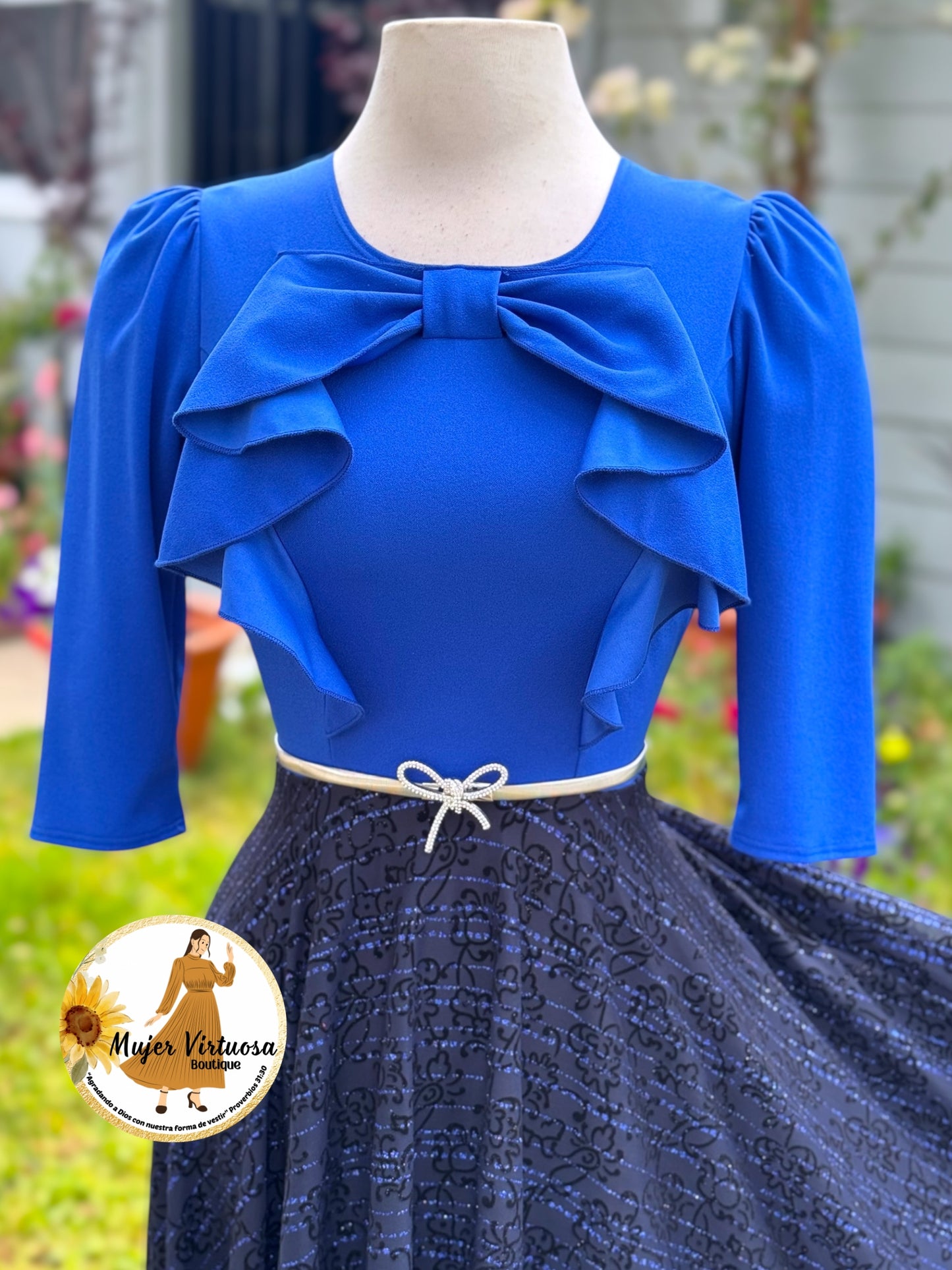 Alexa Royal Blue/Black Coquette Dress