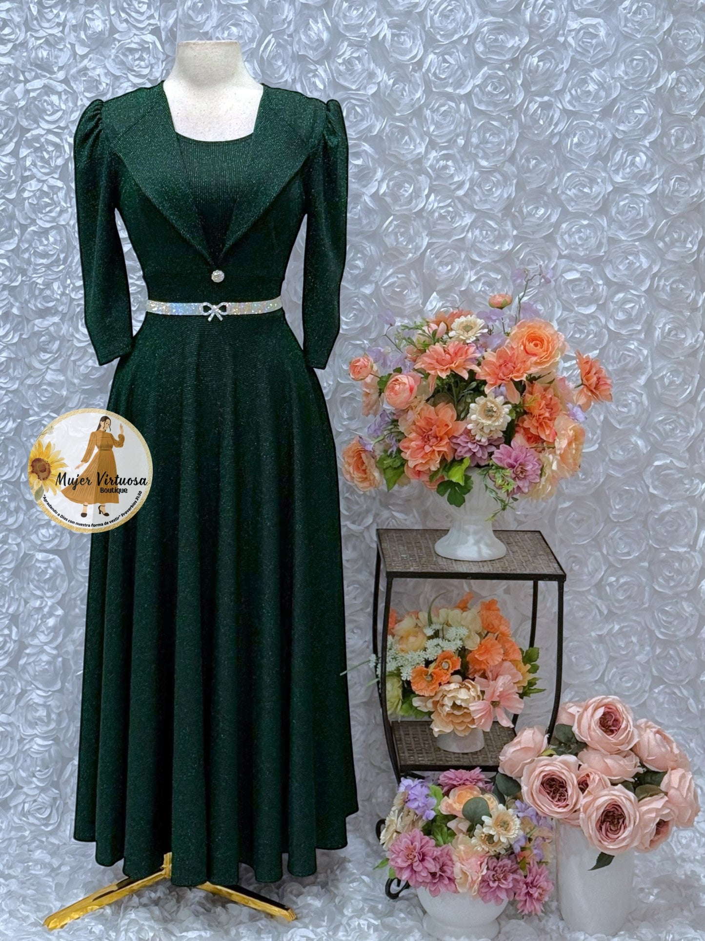 Astrid Black/Emerald Green Shiny Dress