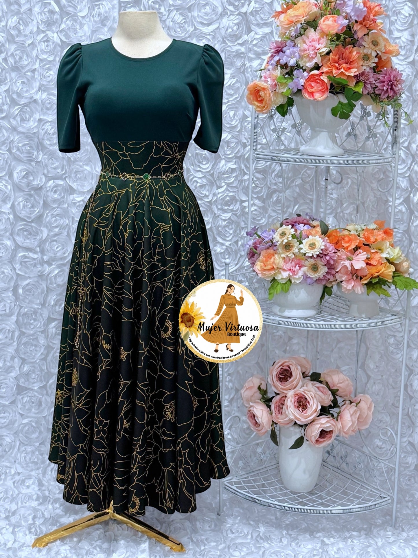 Eliana Emerald Green Ombre Dress