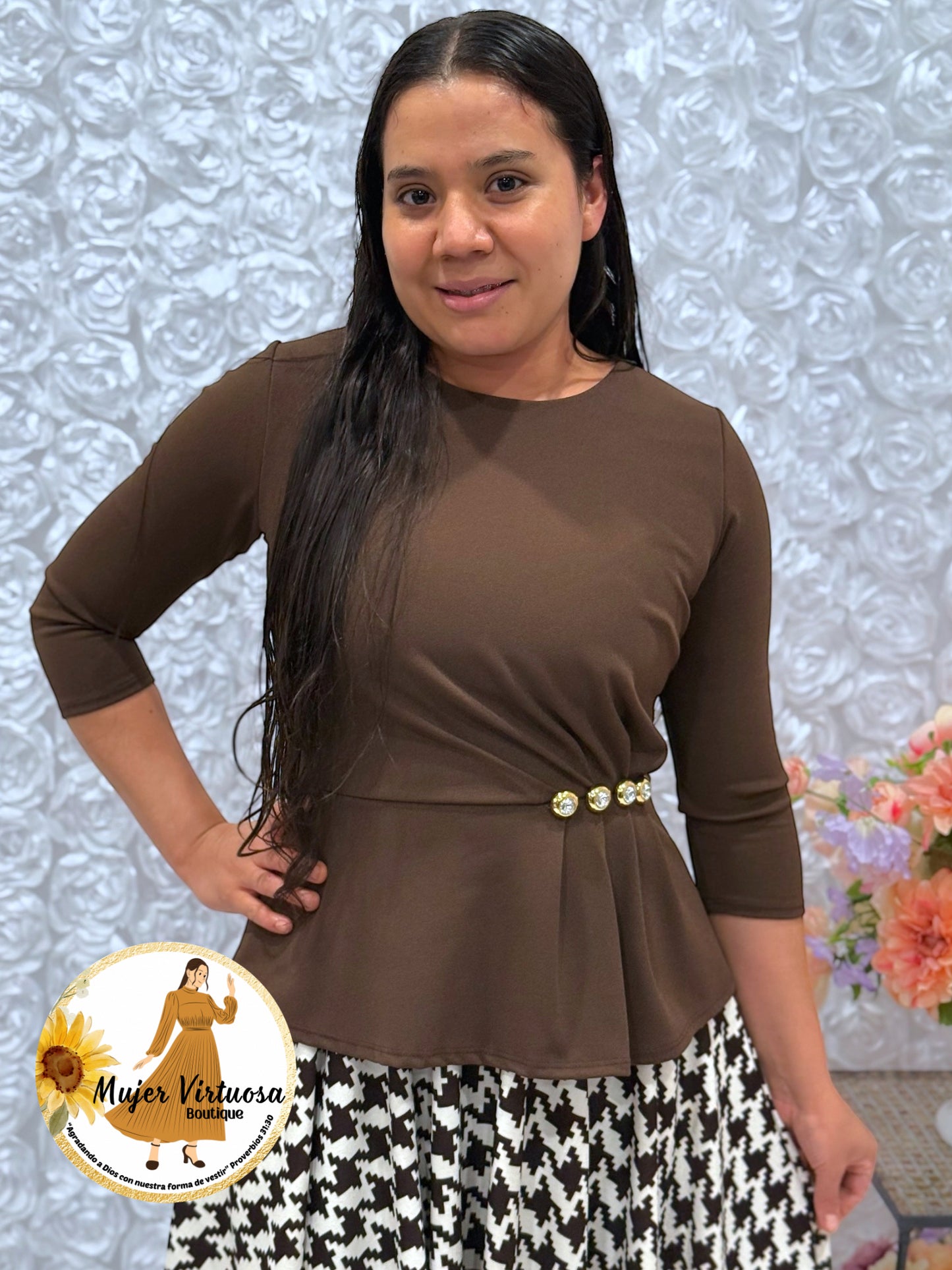 Betty Brown/Houndstooth Print Dress