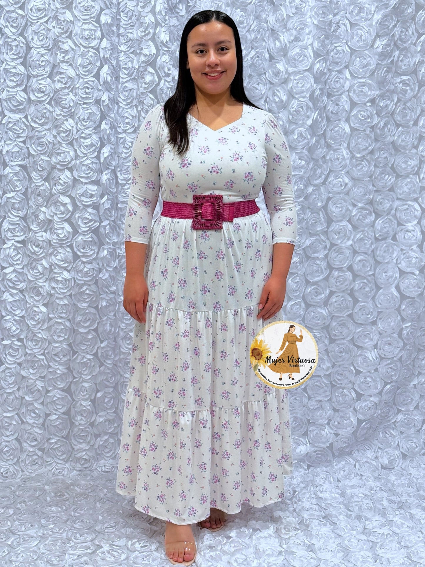 White Ditsy Floral Maxi Dress