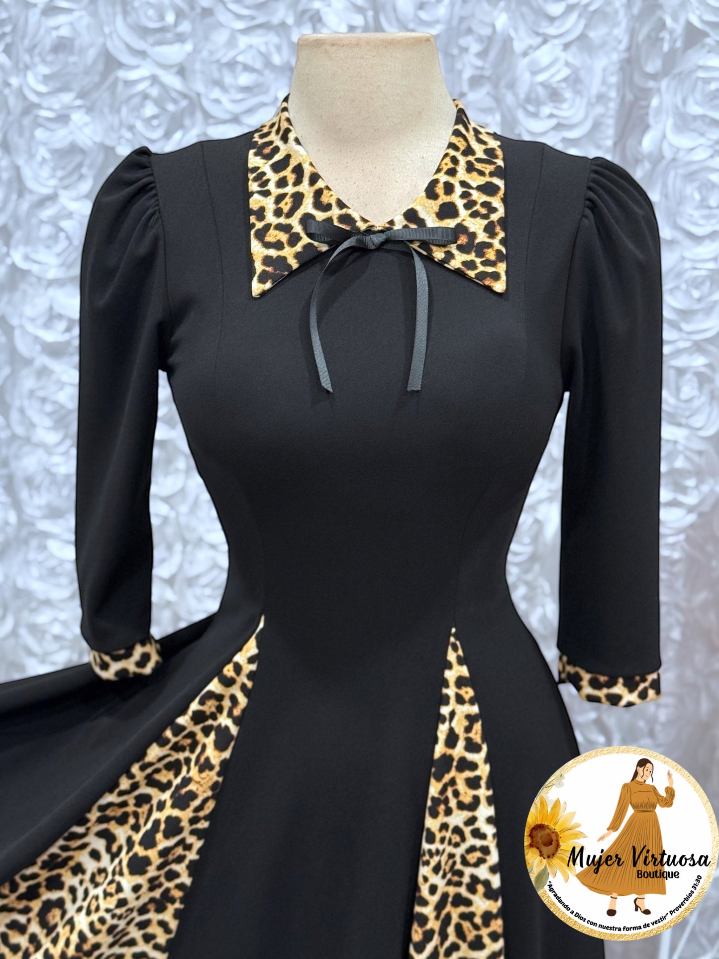 Victoria Black Animal Print Dress