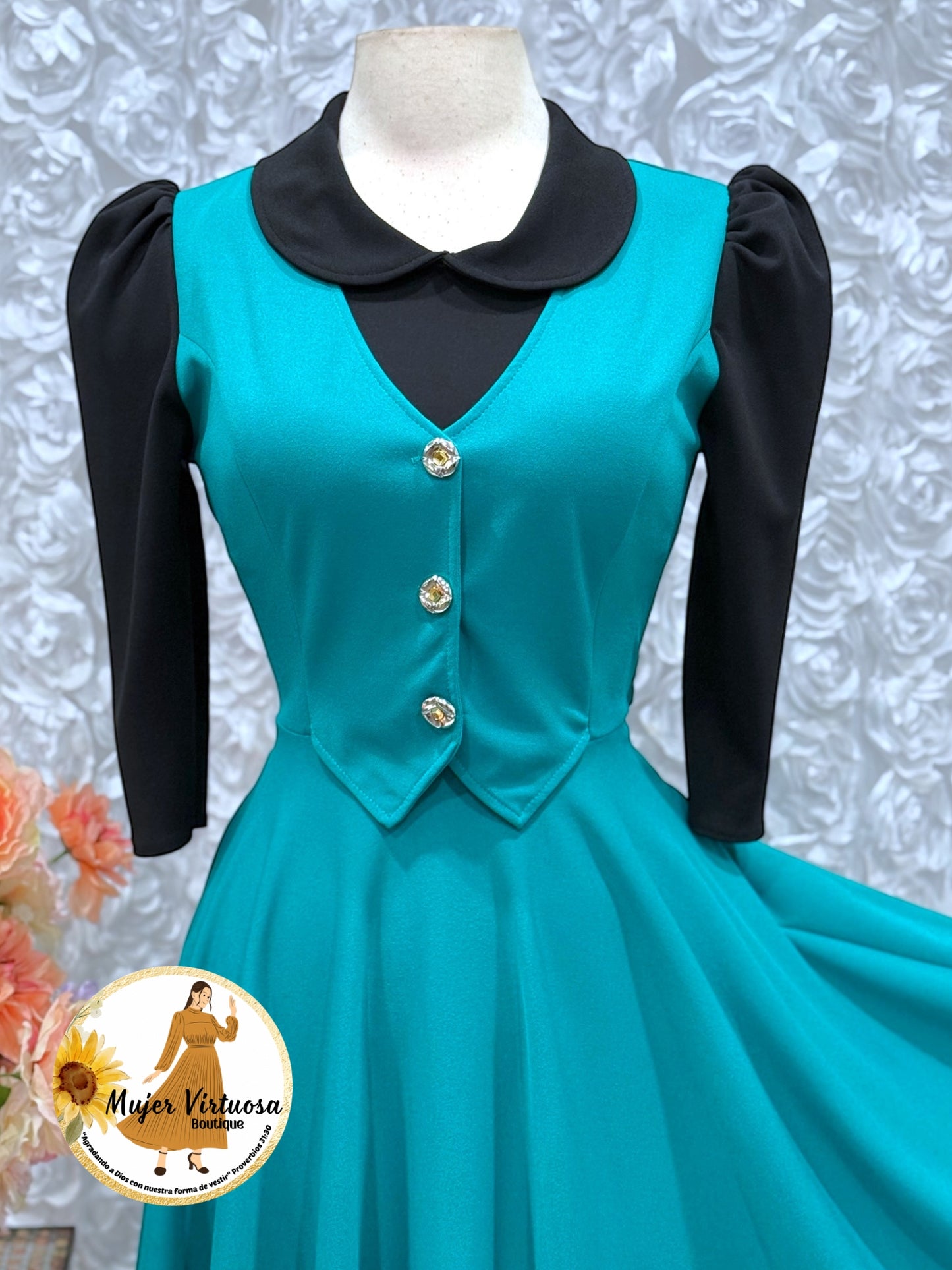 Black & Aqua 2 in 1 Dress