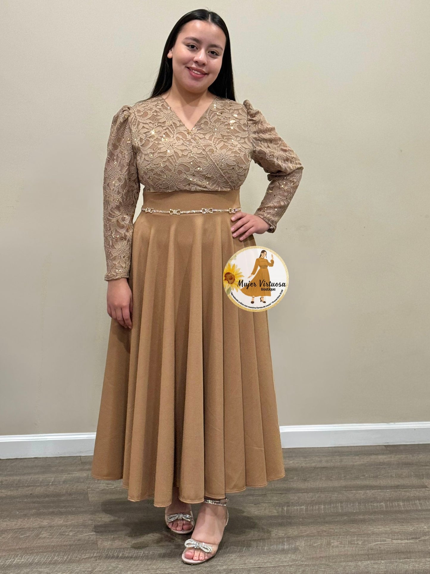 Florencia Mocha Lace Dress