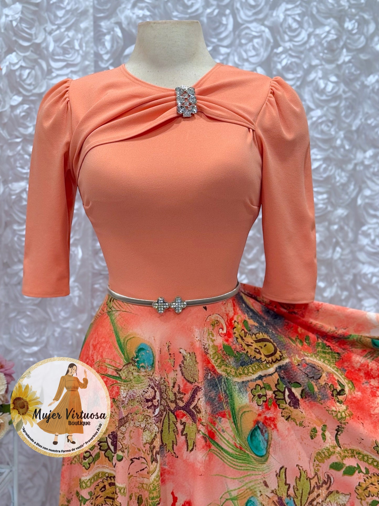 Rosalie Melon Floral Dress