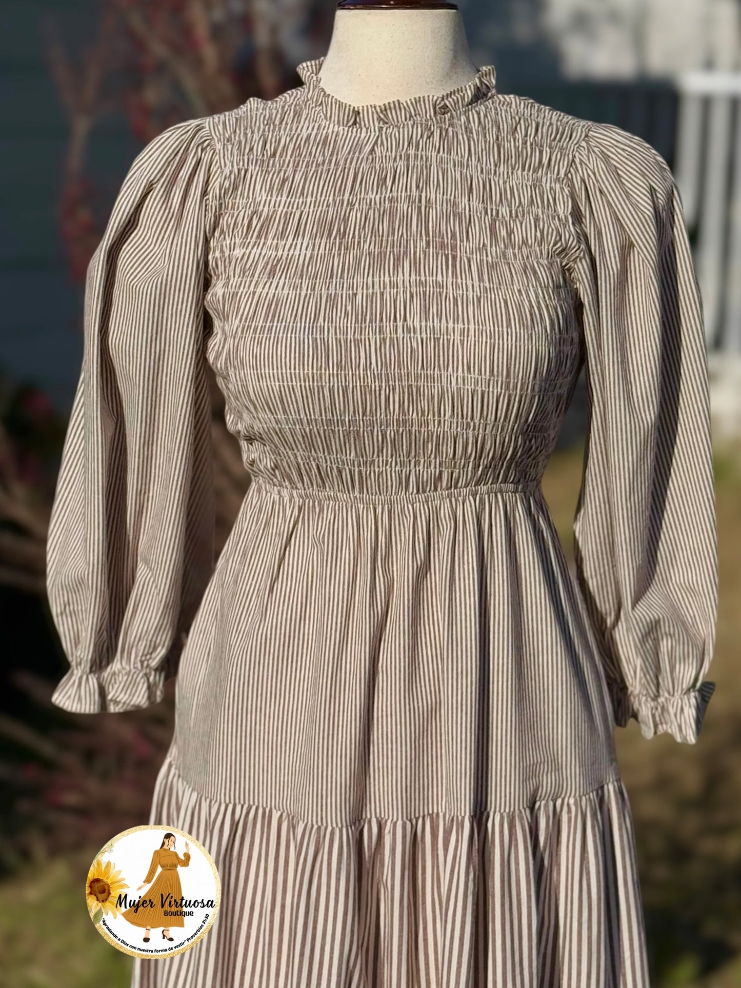 Brown Stripped Boho Dress