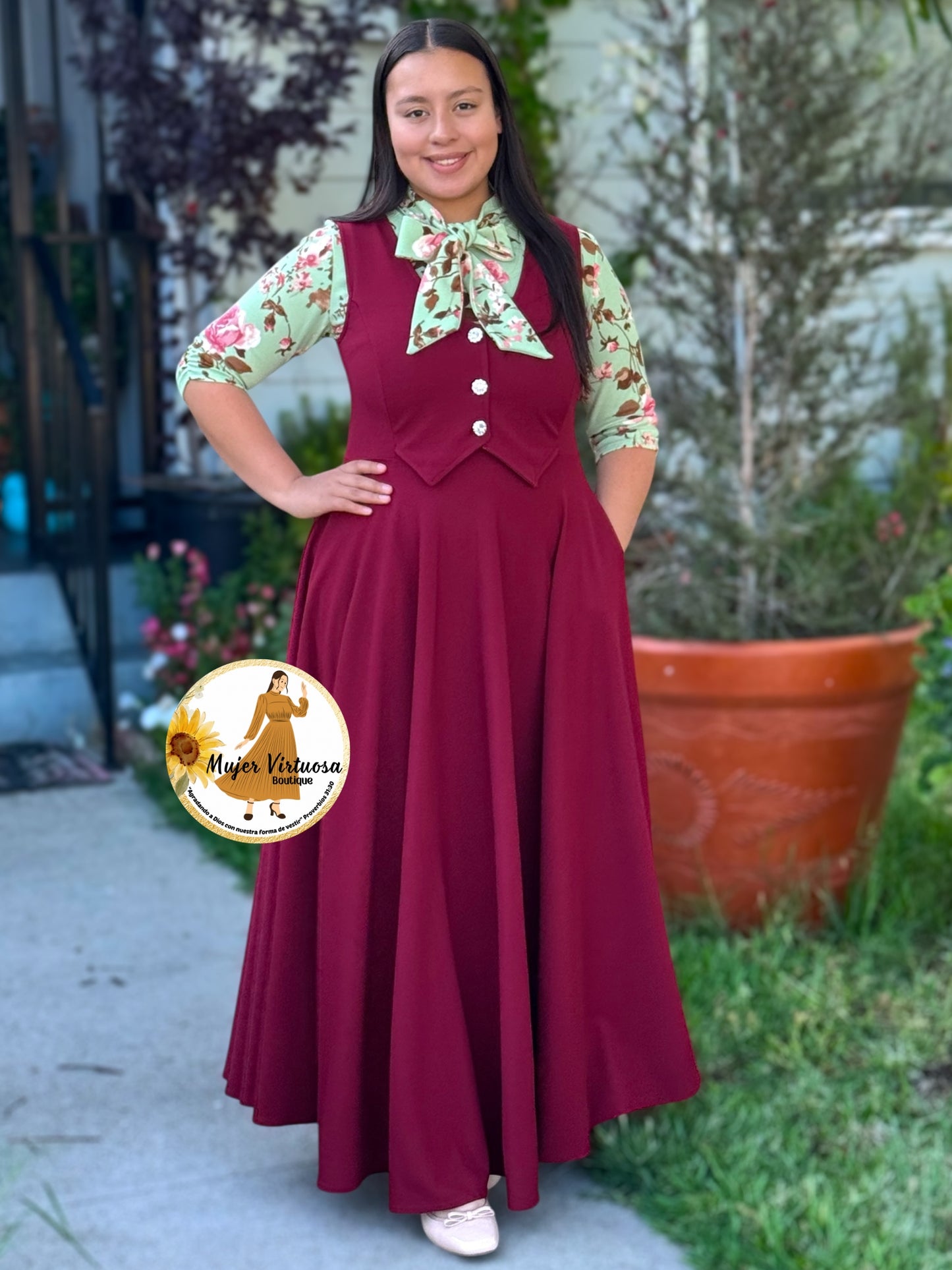 Sara Burgundy Vest Overall